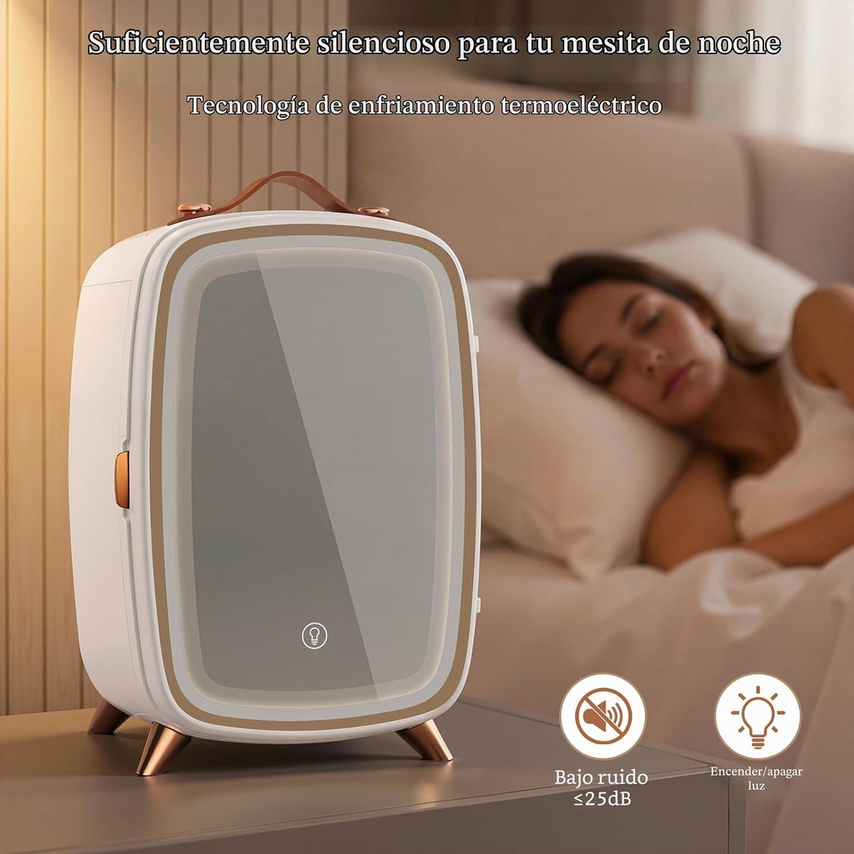 Electactic Mini refrigerador para el cuidado de la piel con espejo...