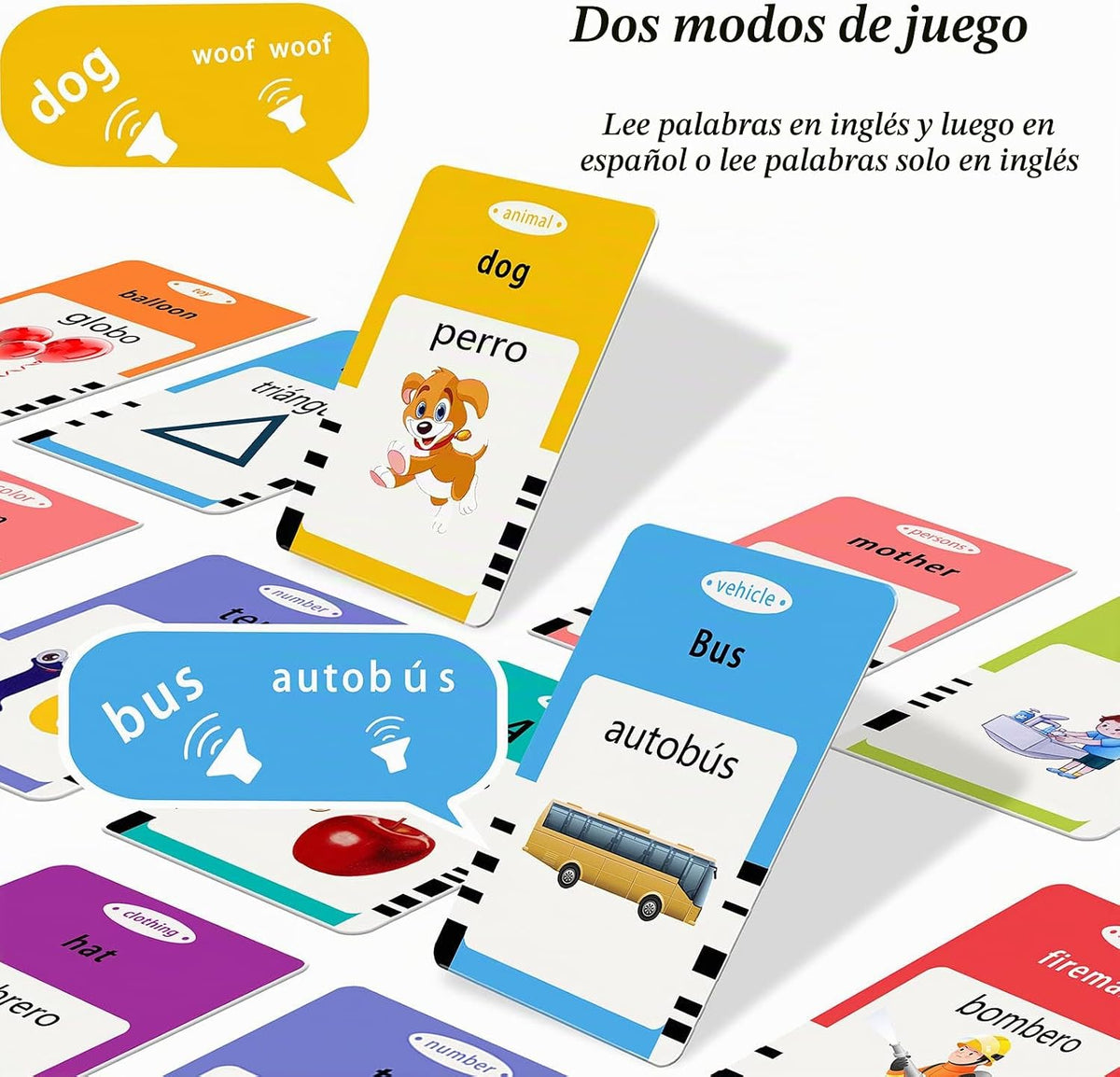 Startcan Tarjetas parlantes en español e inglés para niños pequeños...