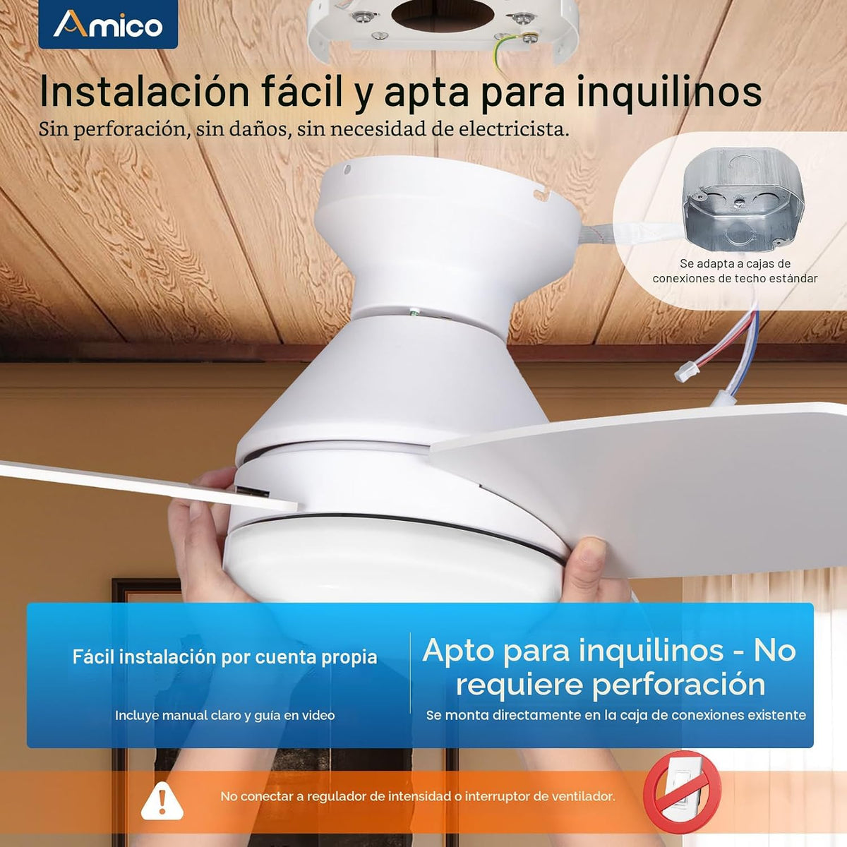 Ventiladores de techo Amico con luces, ventilador de techo de 42 pu...