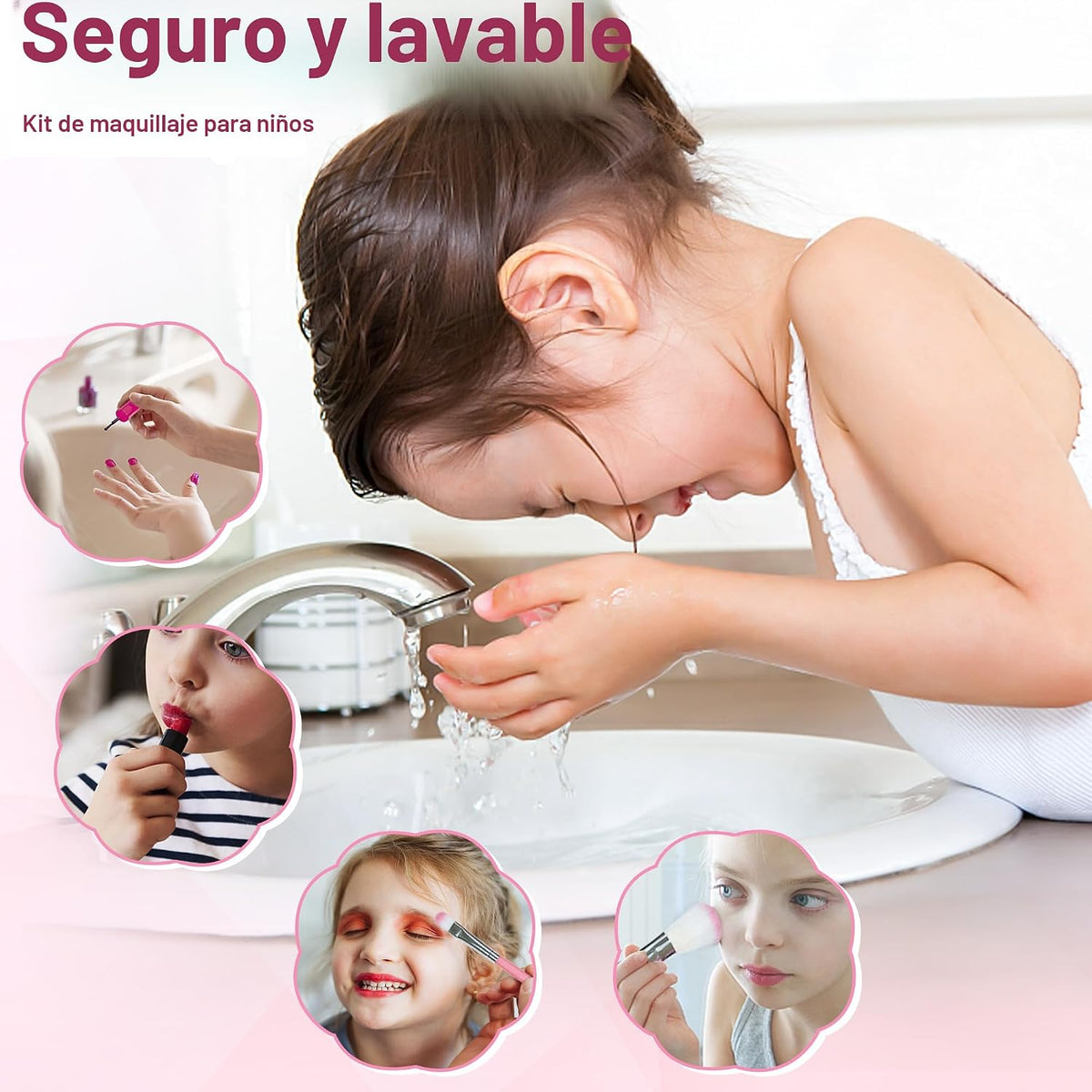 YasinKidz Kit de maquillaje 60 en 1 para niños, con espejo de maqui...
