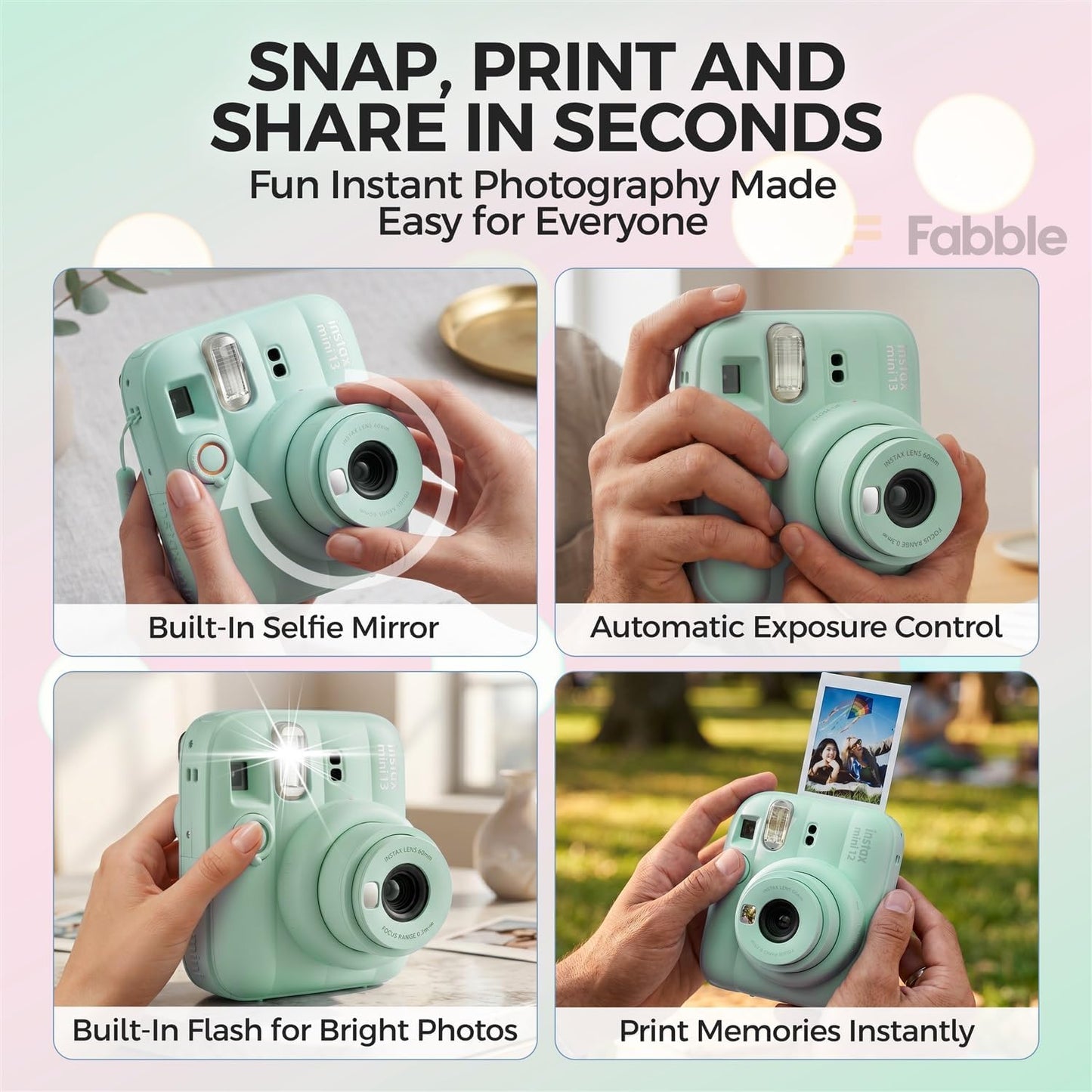 FUJIFILM INSTAX MINI 13 - Cámara de película instantánea color verd...