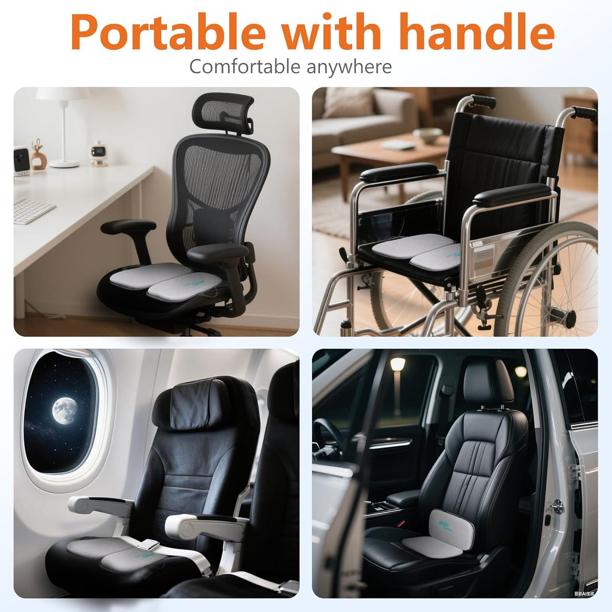 Sojoy iGelComfort 3-en-1 Cojín de asiento de gel plegable y espuma...