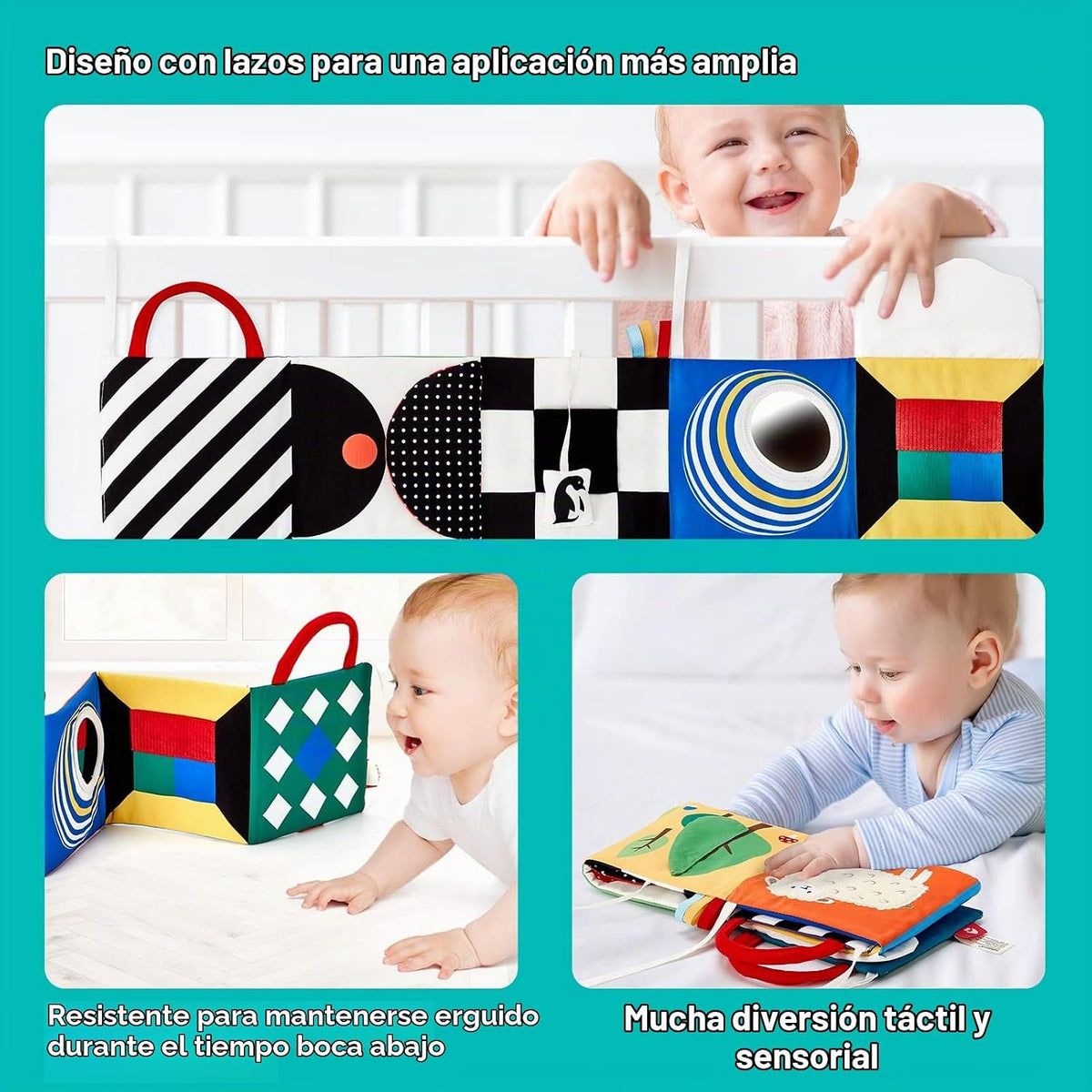 hahaland Baby Books Juguetes para recién nacidos de doble cara de a...