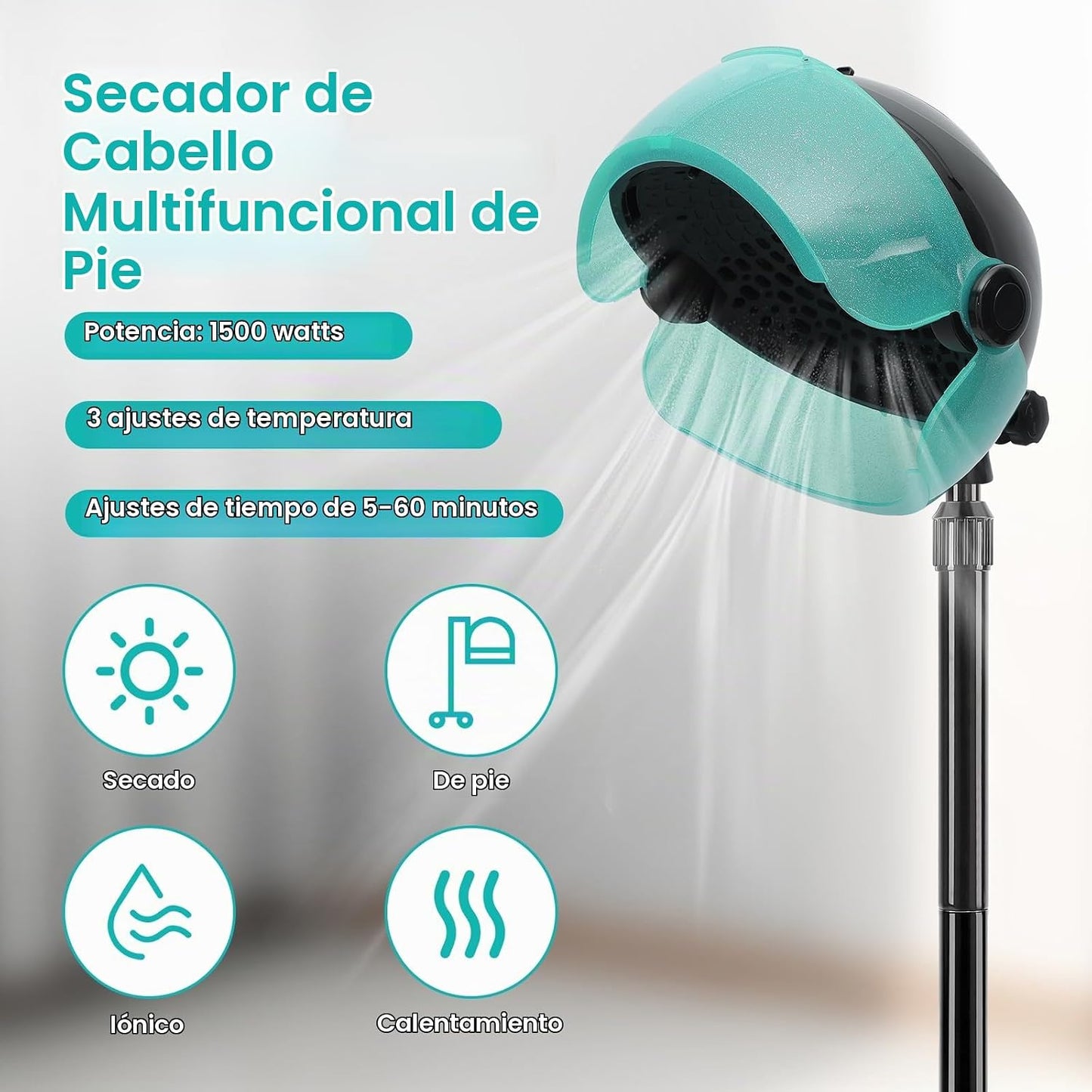 Secador de pelo con capucha, secador profesional de campana sobre r...