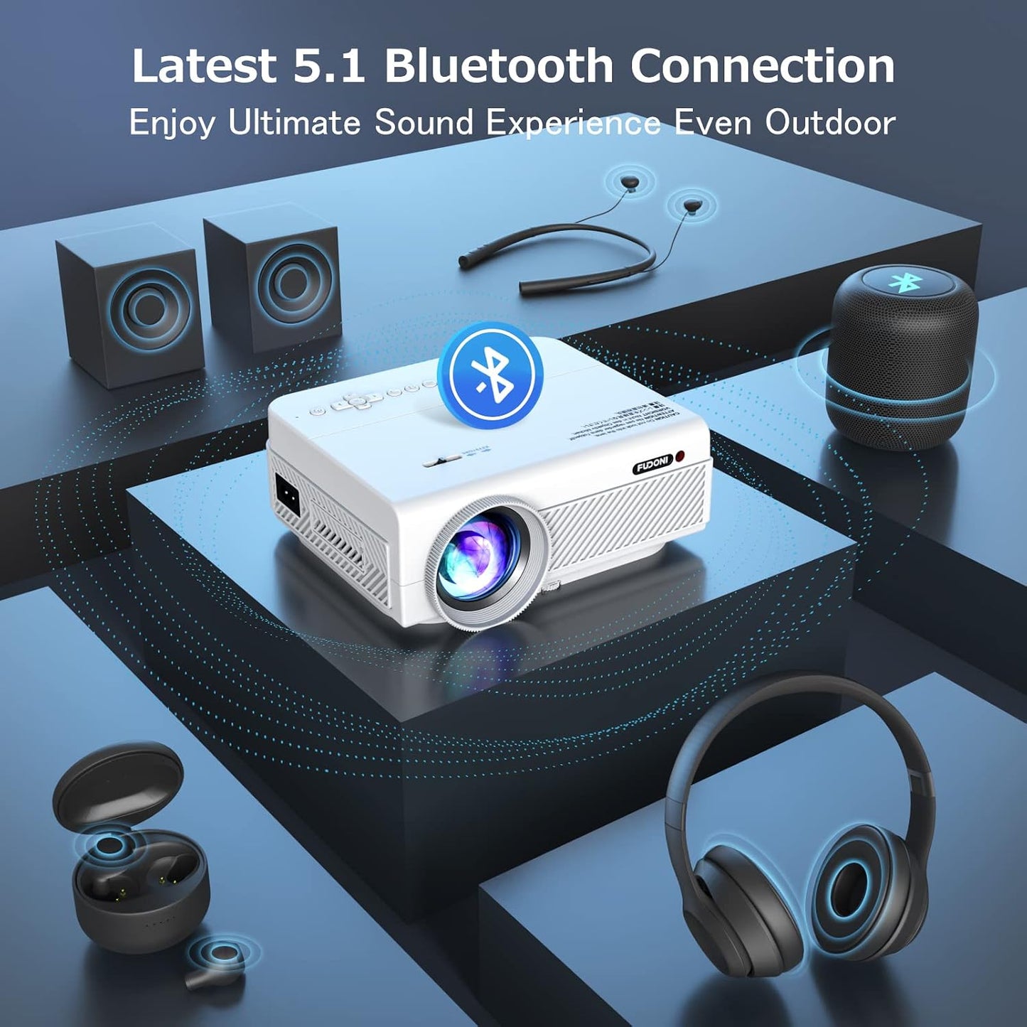 FUDONI Proyector con WiFi y Bluetooth, 5G WiFi nativo 1080P Proyect...