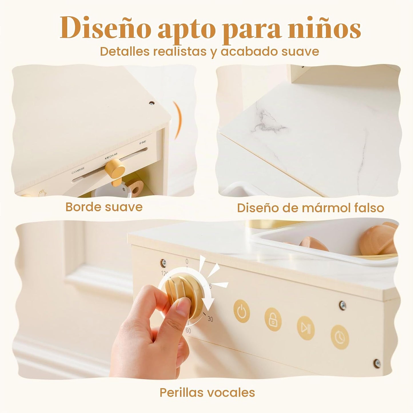 ROBOTIME Juego de cocina de madera para niños, juego de cocina de s...