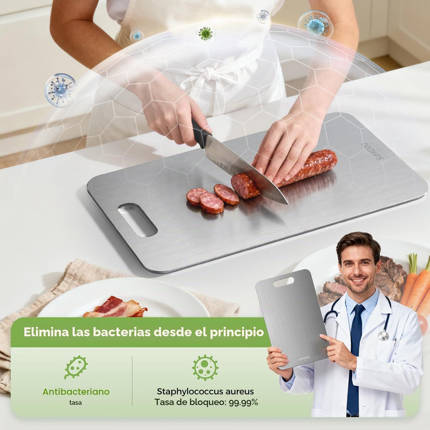 3 tablas de cortar de titanio para cocina, tabla de cortar de titan...