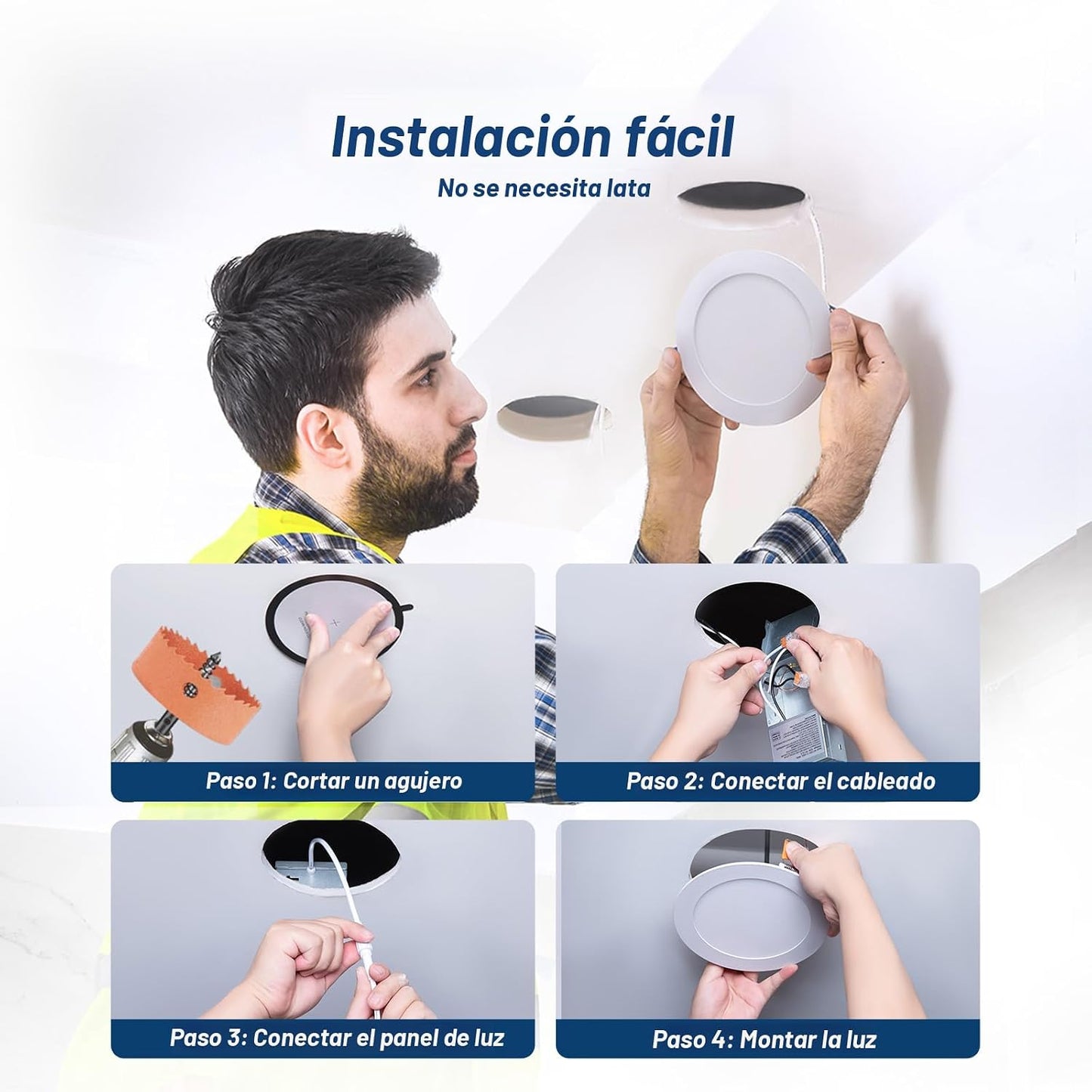 Amico Paquete de 24 luces LED empotrables de 6 pulgadas con caja de...