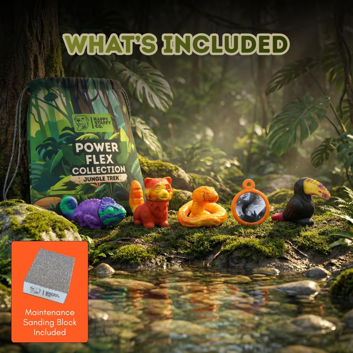 Happy PowerFlex Jungle Trek - Juguetes masticables para perros, jue...