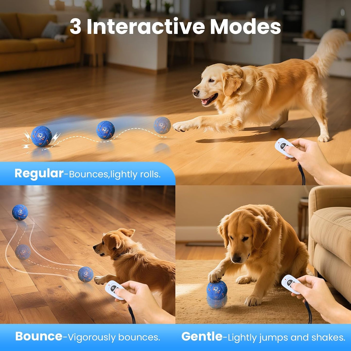 Ollapet Juguetes interactivos inteligentes para perros, bola de reb...