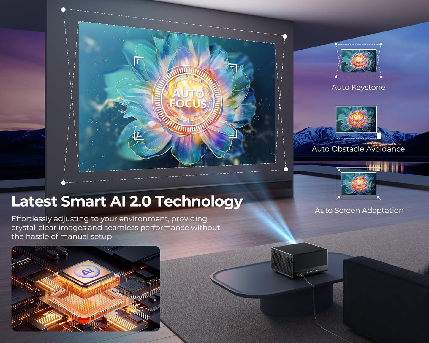 ELEPHAS Proyector inteligente 4K con WiFi y Bluetooth, compatible c...