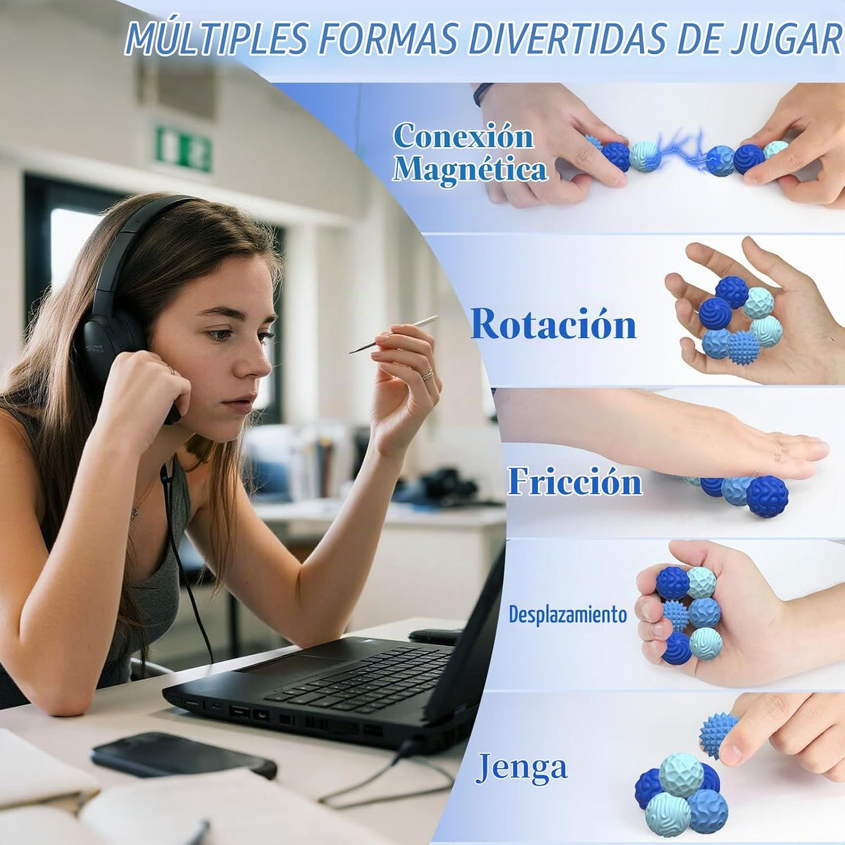 Bolas magnéticas de silicona, juguetes antiestrés para adultos y ad...