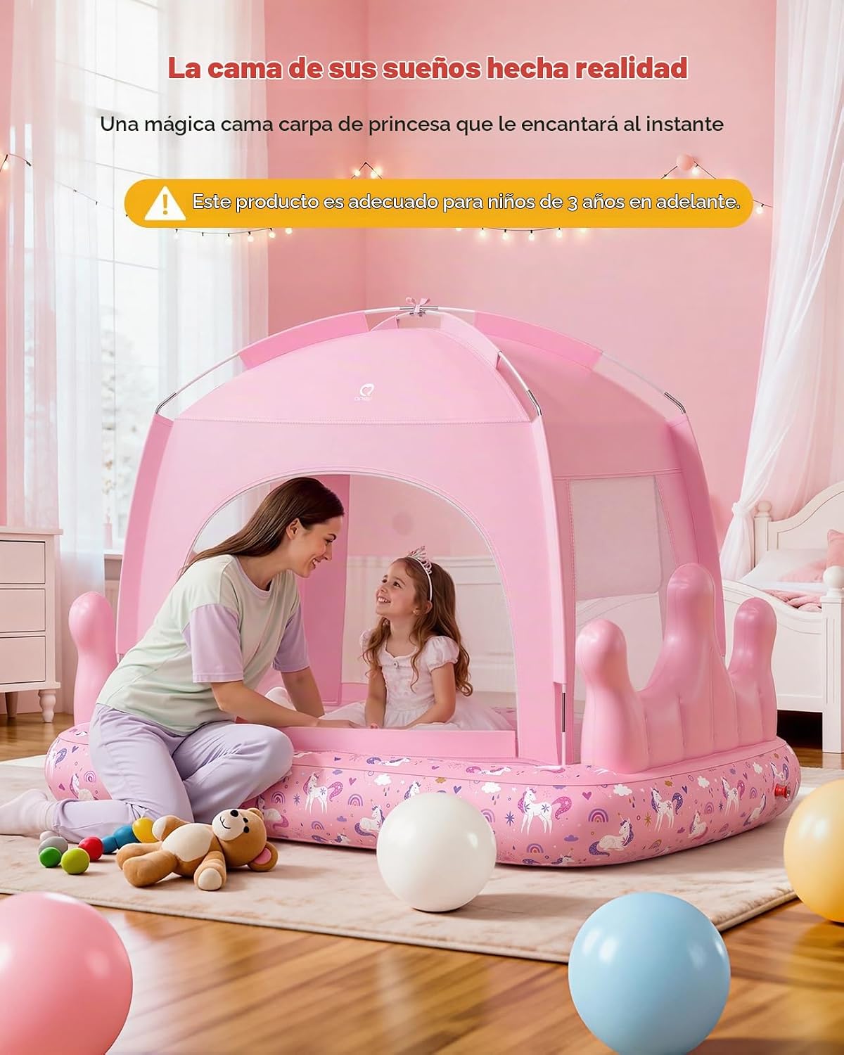 QPAU Colchón de aire para niños con tienda de campaña y bomba rápid...