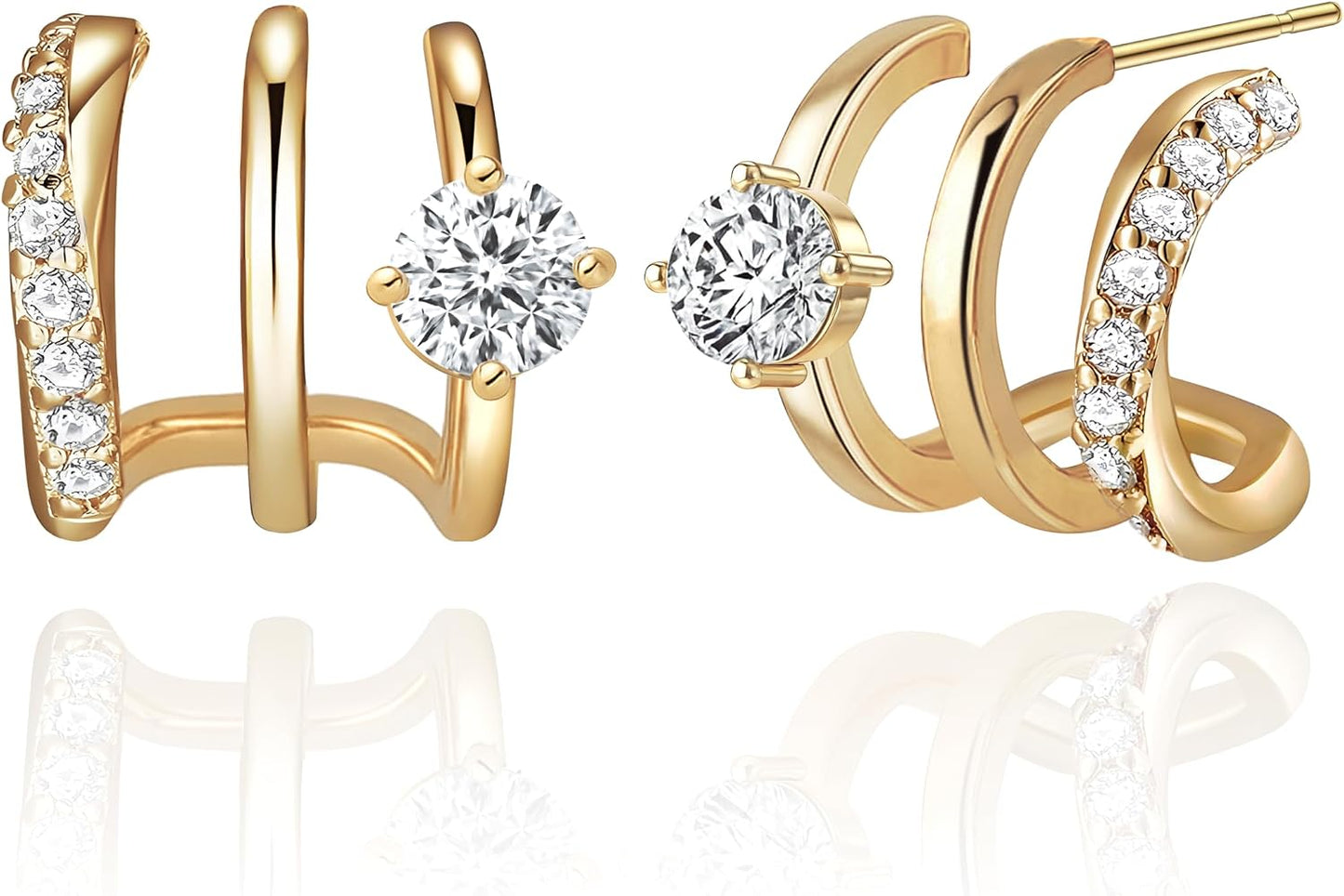 HAXIYA - Aretes de aro chapados en oro de 14 quilates para mujer, a...