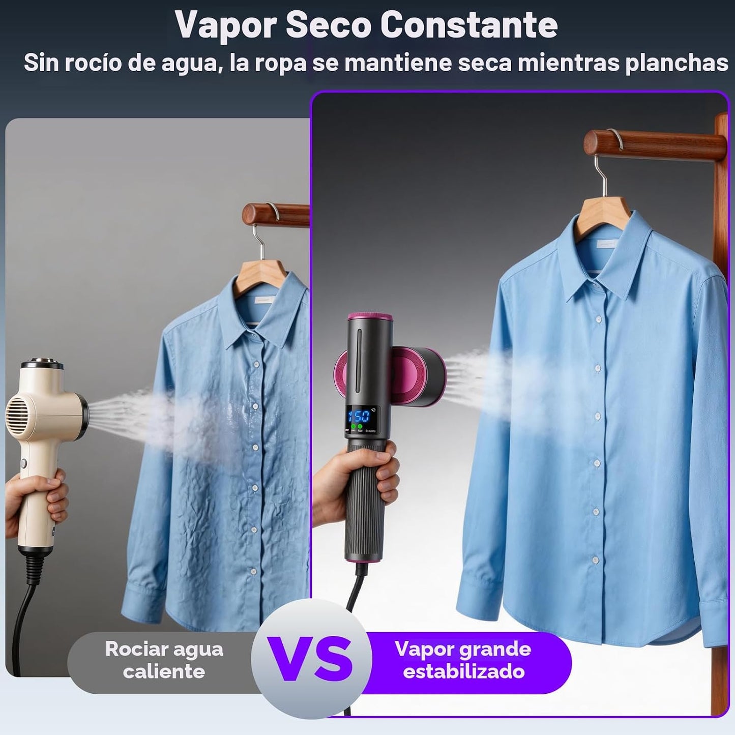 HORTIGRACE Vaporizador de viaje para ropa, plancha de vapor 2 en 1...