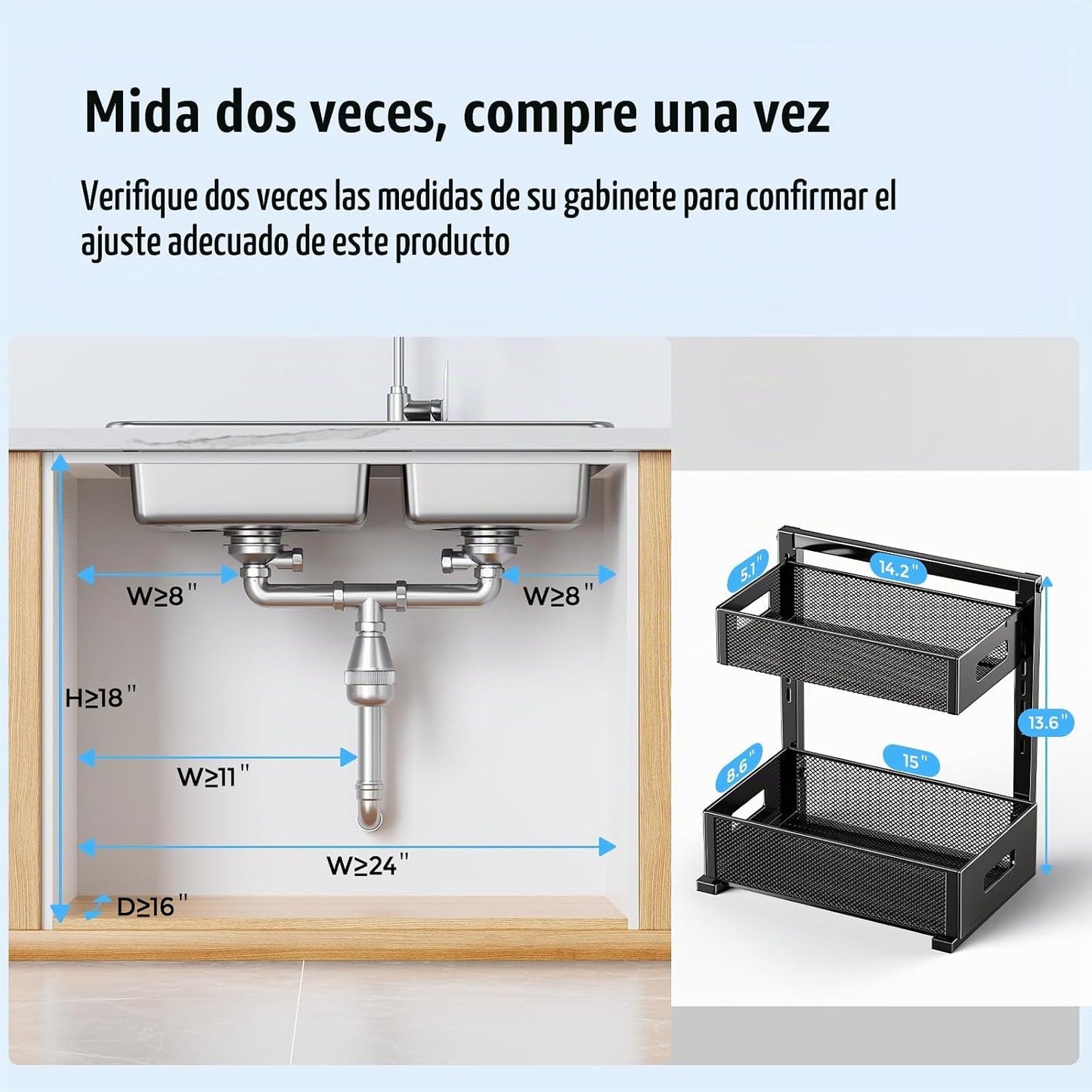 TISTAYA Organizador para debajo del fregadero, organizadores de caj...
