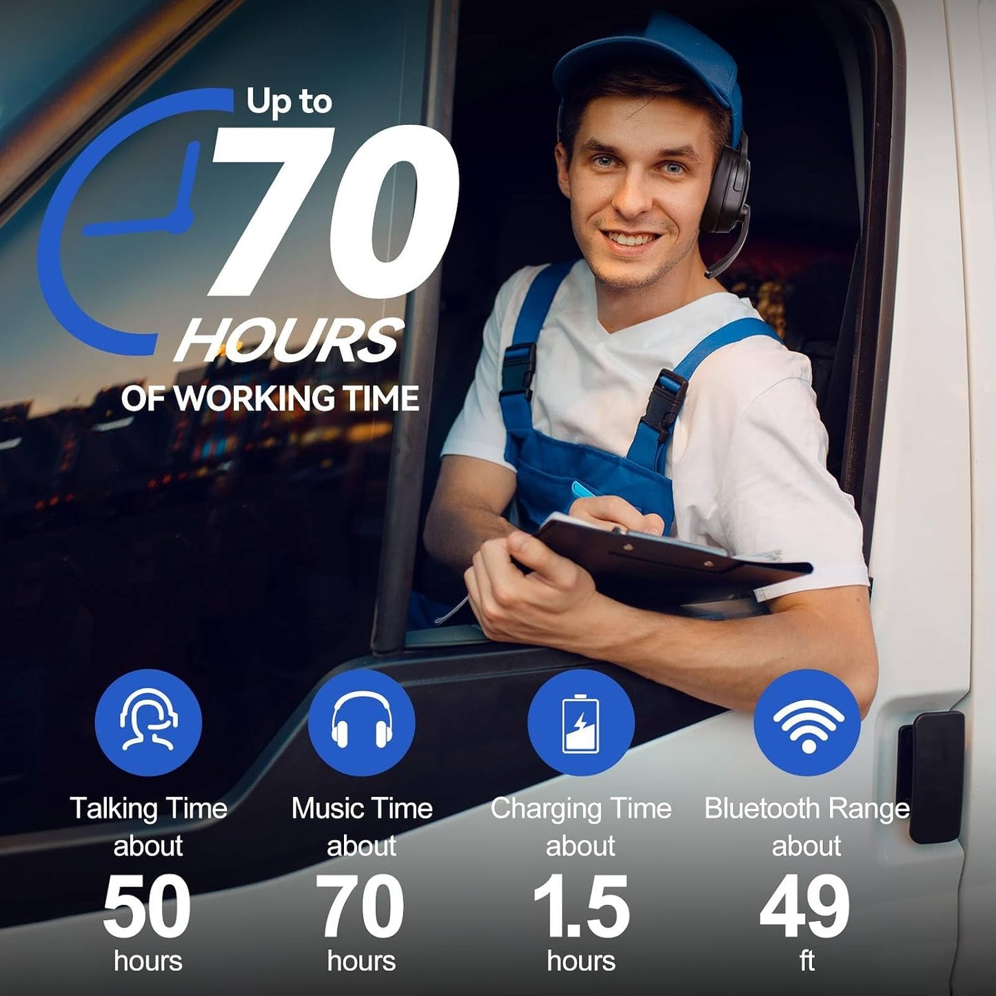 TECKNET Auriculares inalámbricos Bluetooth Trucker, micrófono con |...