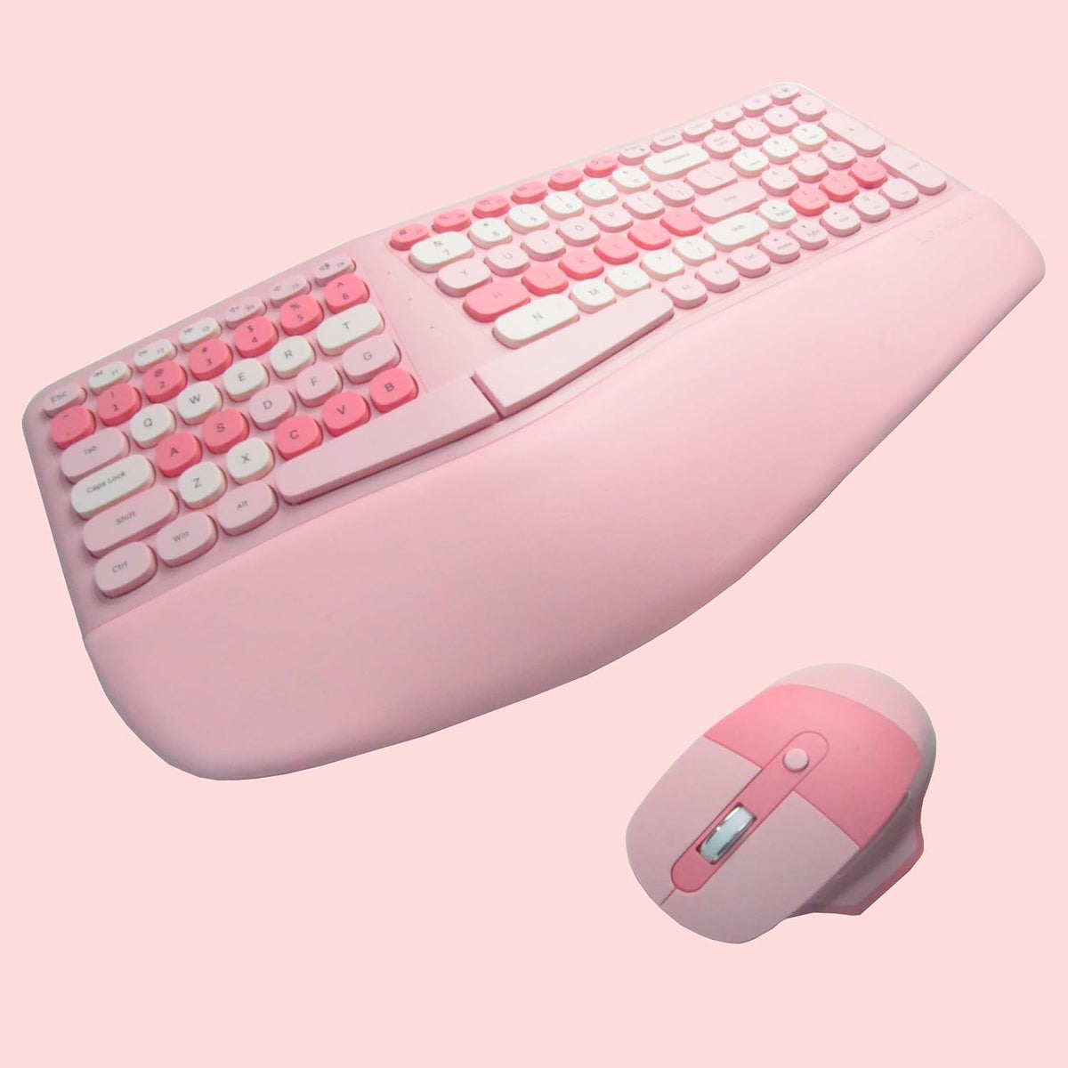 Combo de teclado ergonómico inalámbrico y mouse con reposamuñecas d...