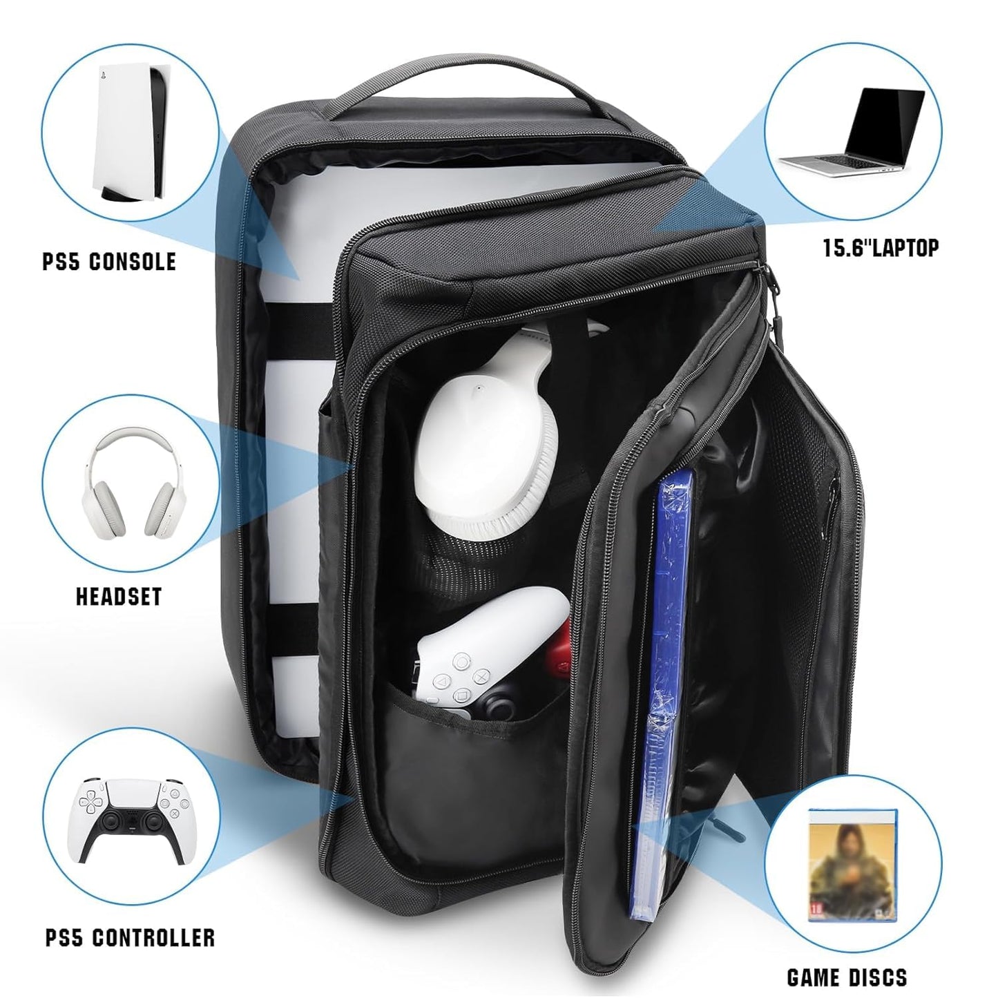 GDNasist Mochila para consola de juegos para PS5, funda protectora...