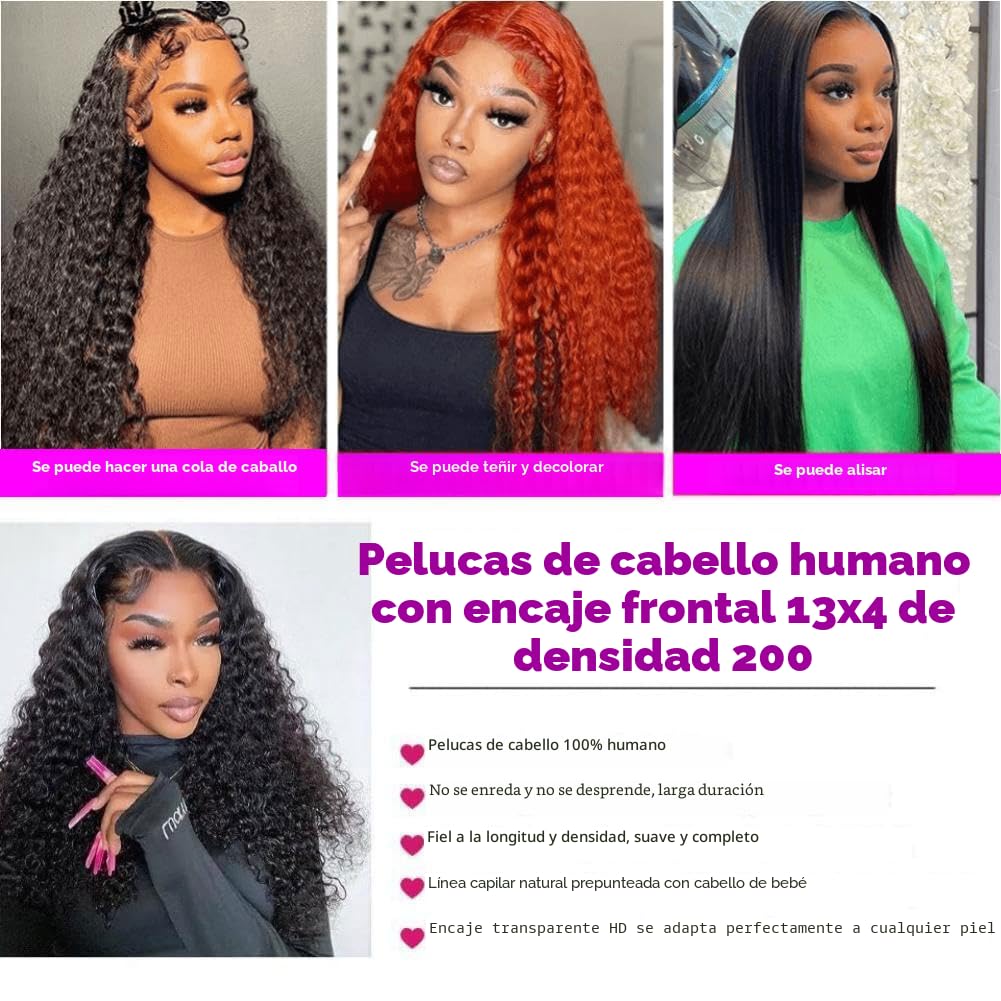Rozilo Aomllute Pelucas Frontales de Encaje de Cabello Humano con O...