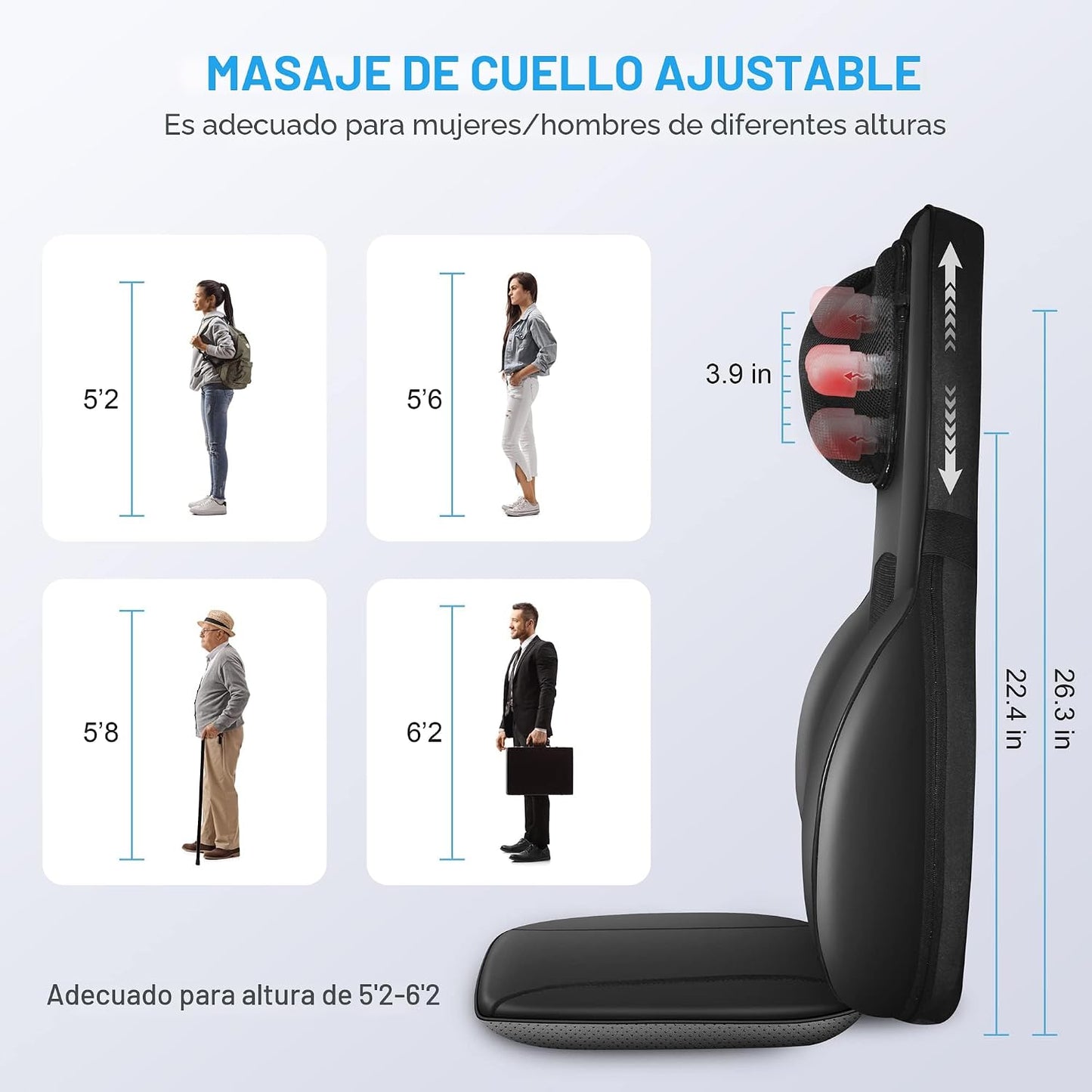 COMFIER Masajeador Shiatsu de espalda con calor, almohadilla de mas...