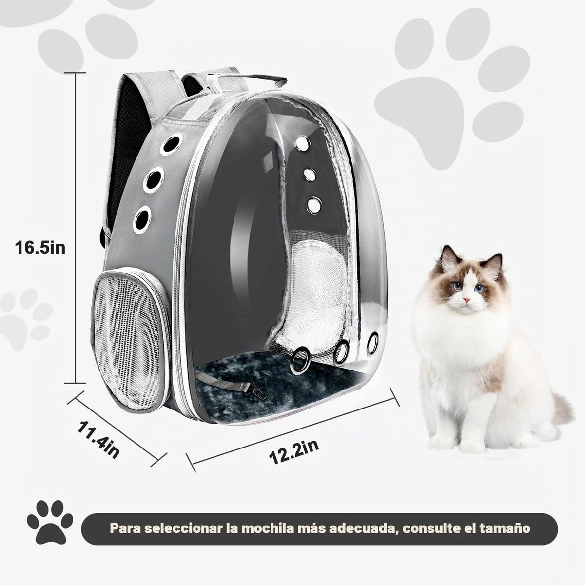 Mochila transportadora para gatos, transportador de mascotas con di...