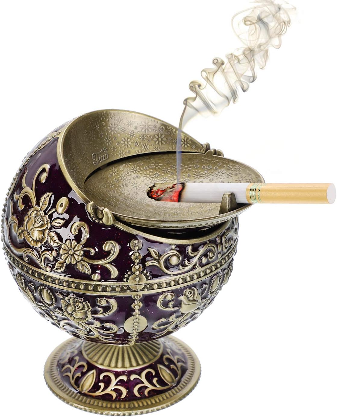 LAUYOO Cenicero resistente al viento con tapa para cigarrillos, de...