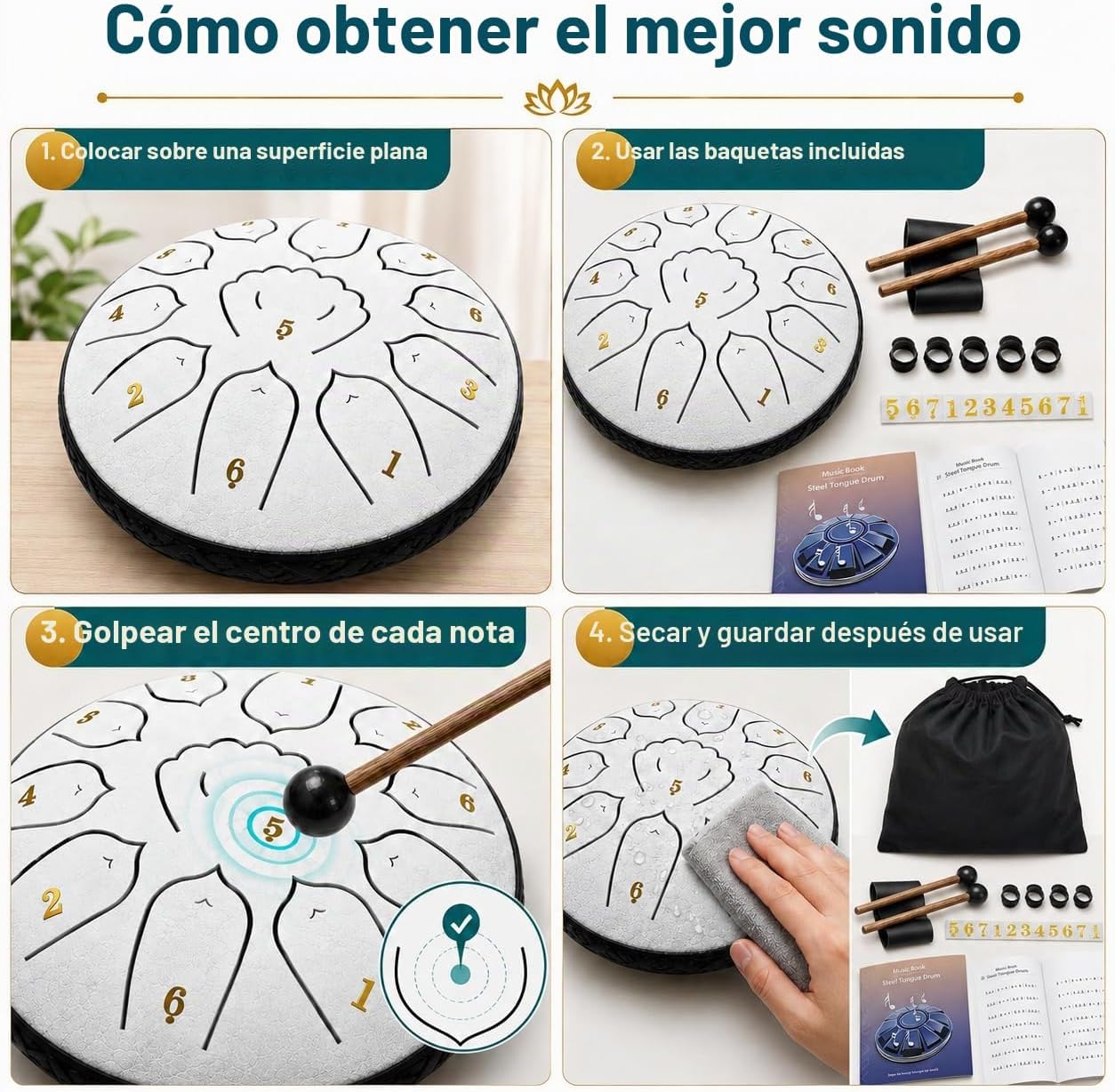 MIUYA Tambor de lluvia al aire libre para jardín, tambor de lengua...