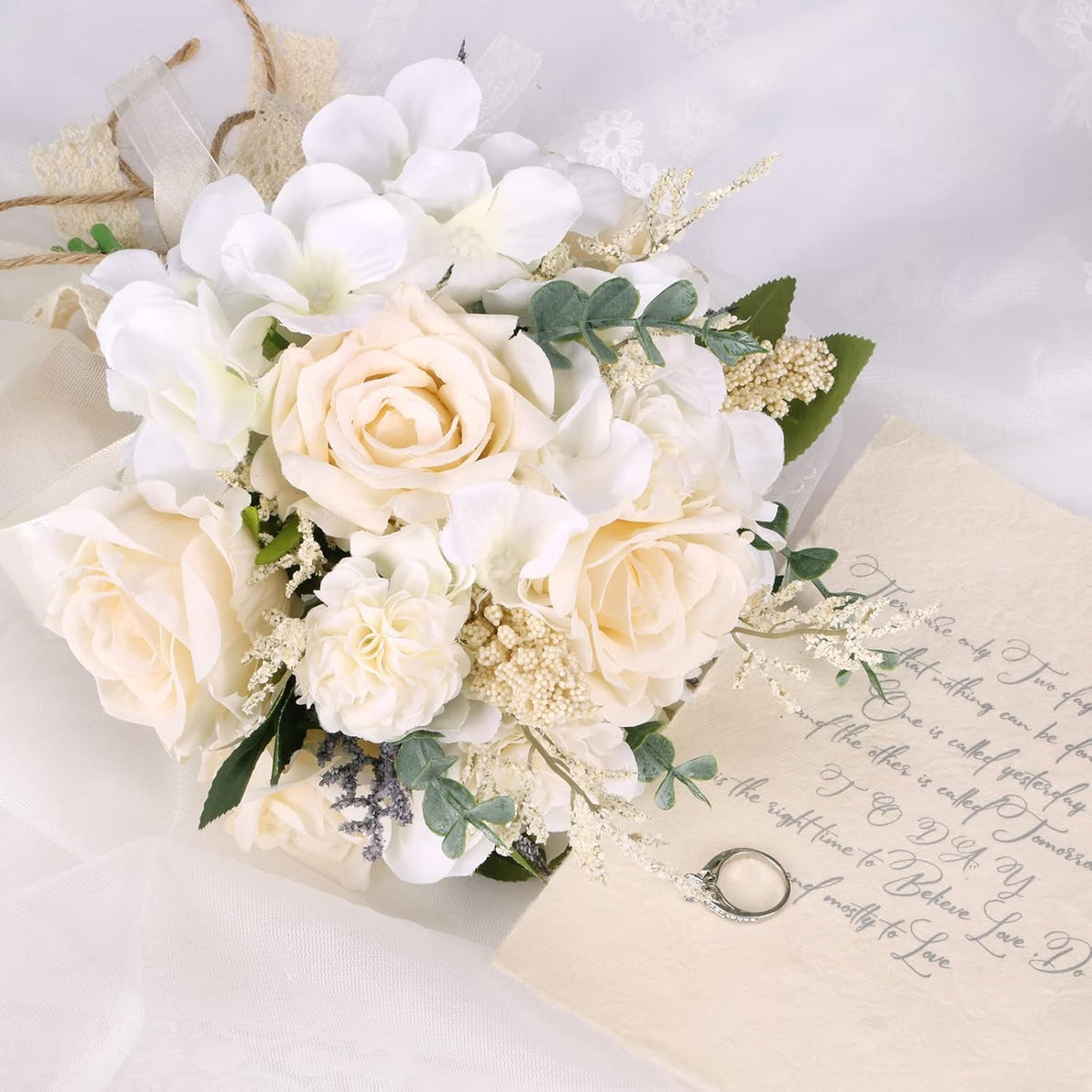 CEWOR Ramos de boda para novia, dama de honor, rosas artificiales c...