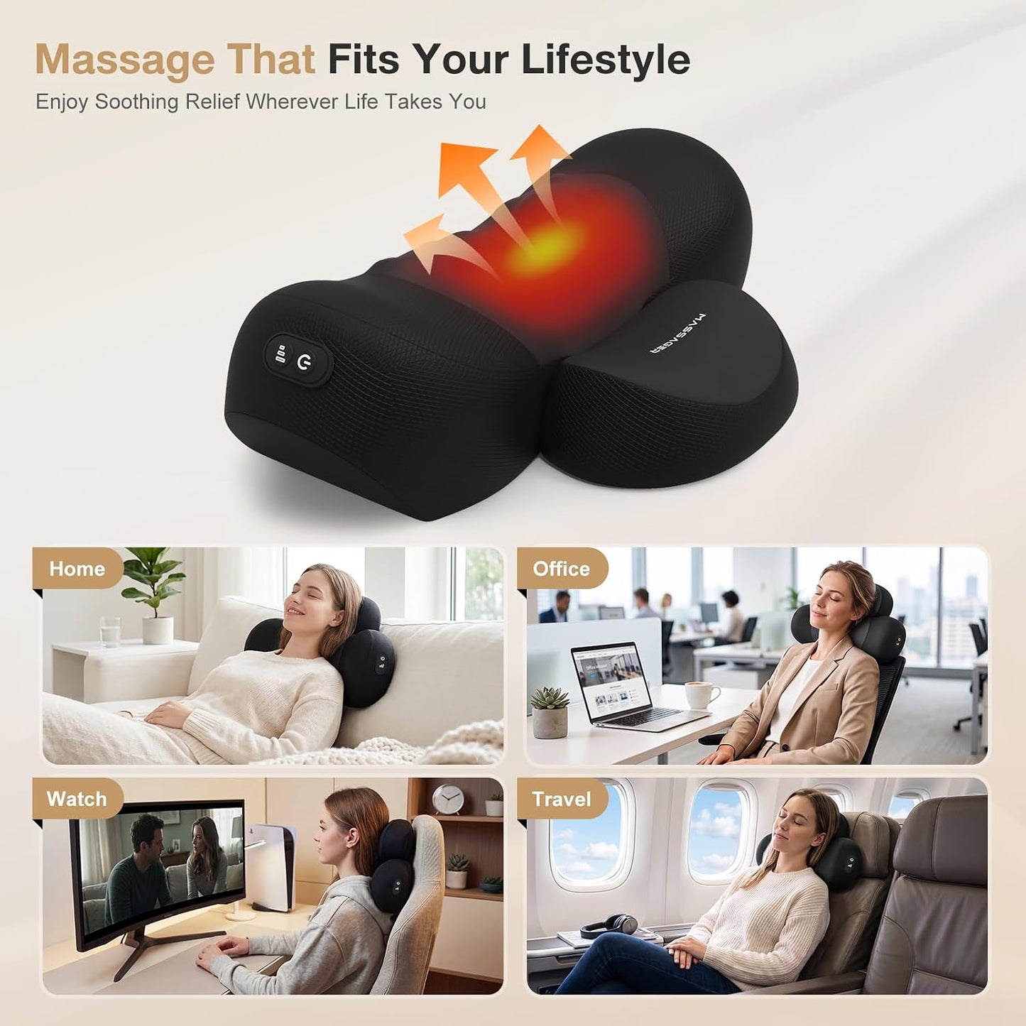 Masajeador de cuello Shiatsu 3 en 1 mejorado con calor para aliviar...