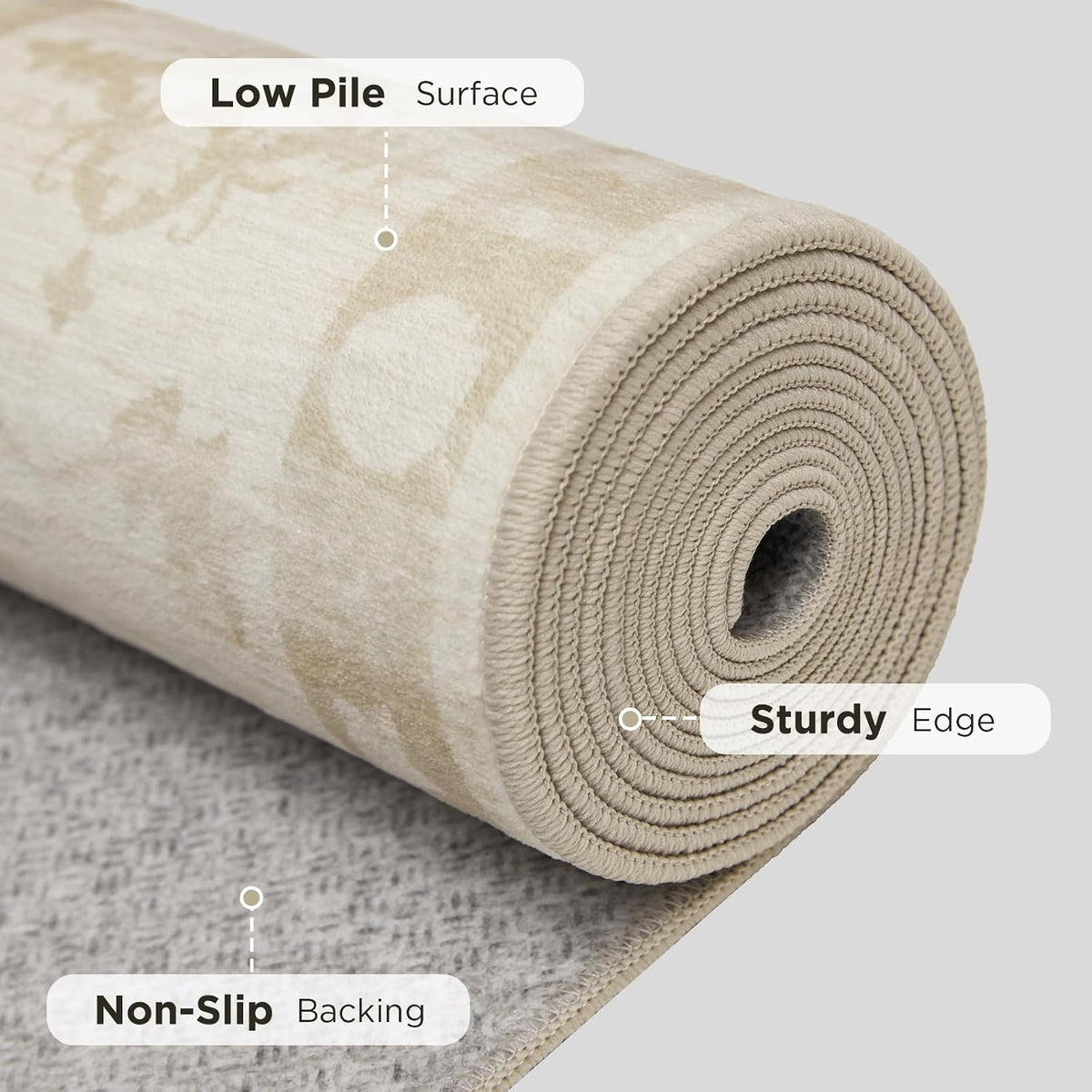 Joydeco Alfombra persa de 8 x 10 pulgadas, color beige, lavable y n...
