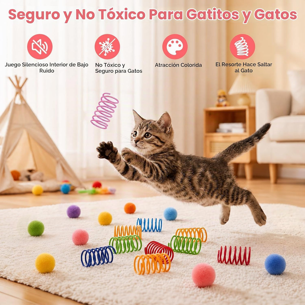 AILUKI Paquete variado de 33 juguetes para gatos de interior, juego...