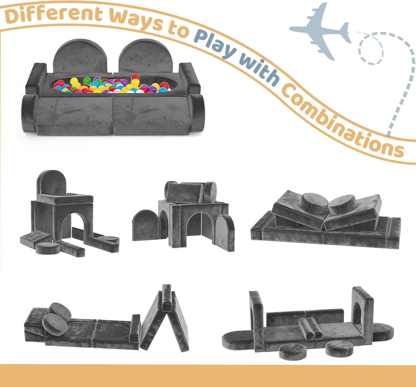 Decmuerx Sofá modular de juego para niños, 12 piezas, sofá modular...