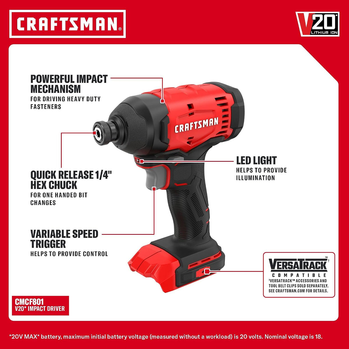 CRAFTSMAN V20 Taladro atornillador inalámbrico y atornillador de im...