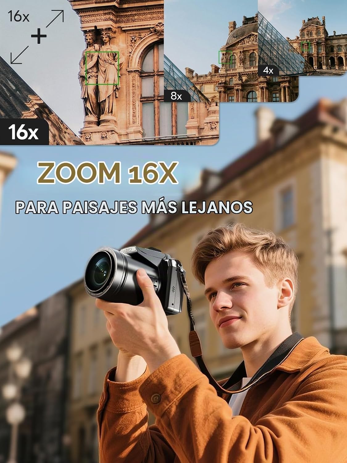 Cámara digital 8K 64MP para fotografía, cámara profesional (negra)...