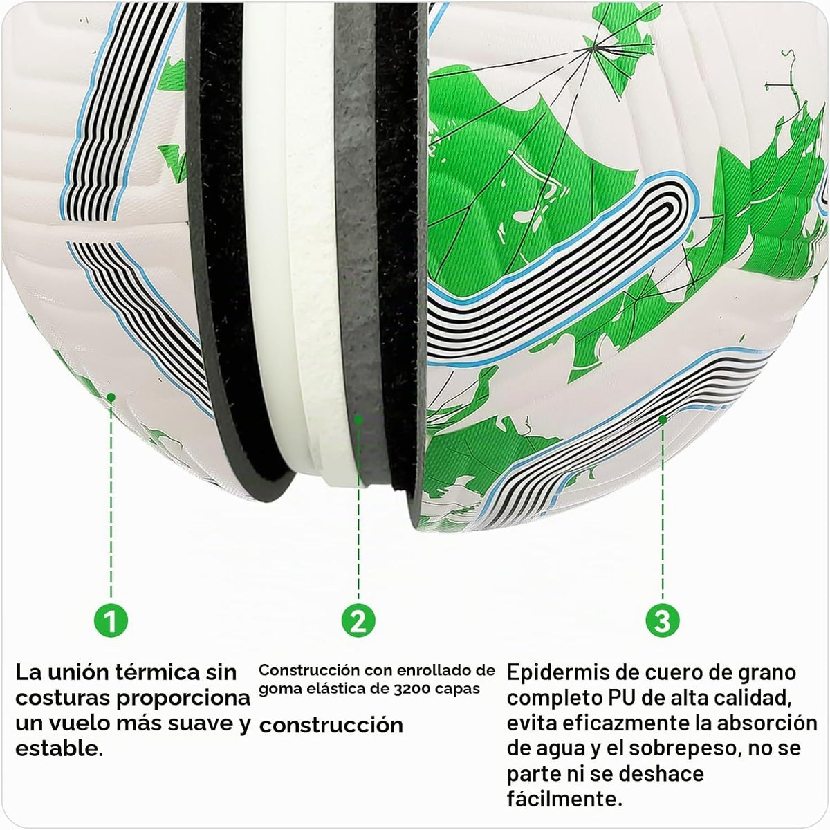CWBCWB Balón de fútbol tamaño 5 para adultos y jóvenes, pelota de e...