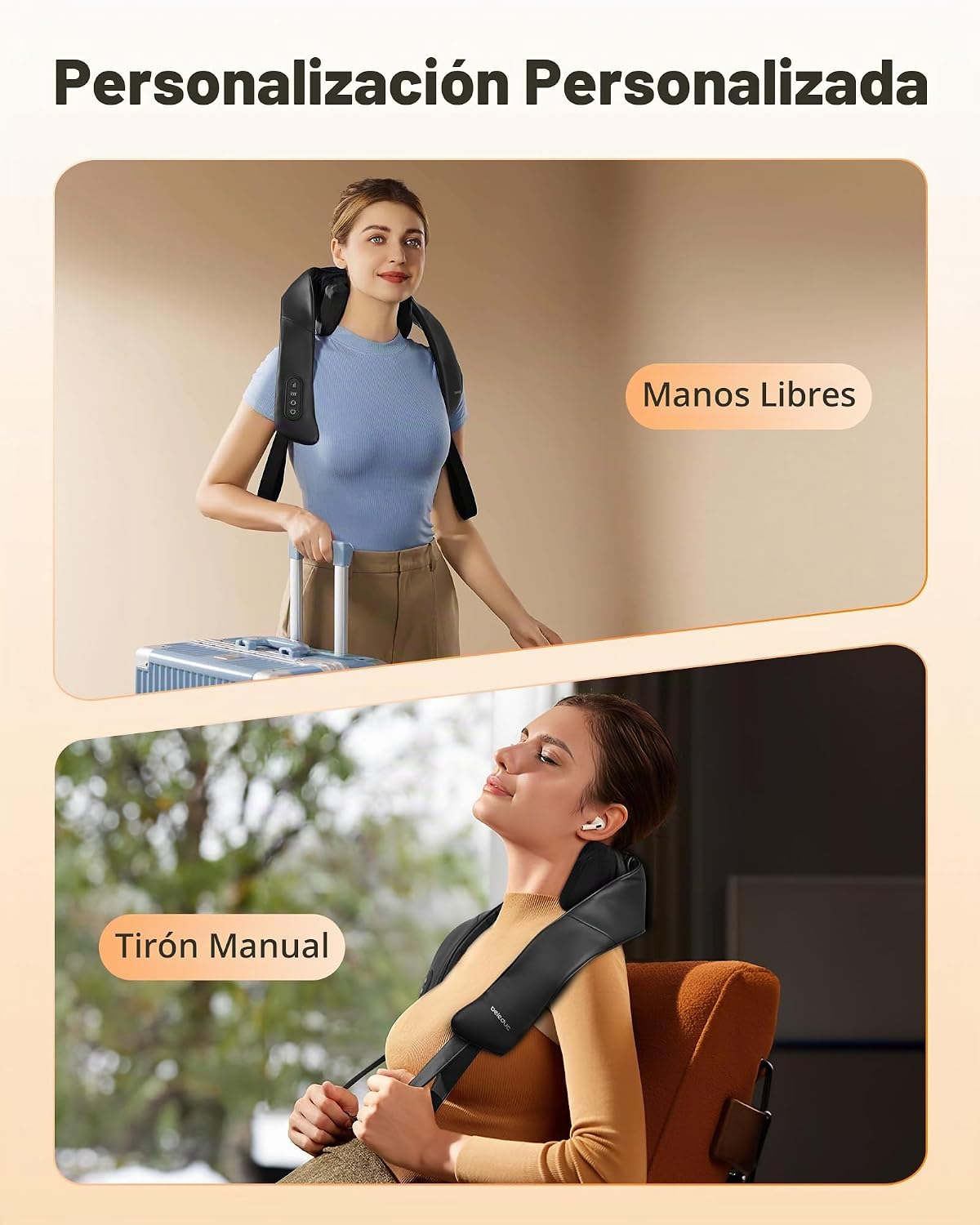 Beleduc Masajeador de cuello y espalda con calor relajante, apto pa...