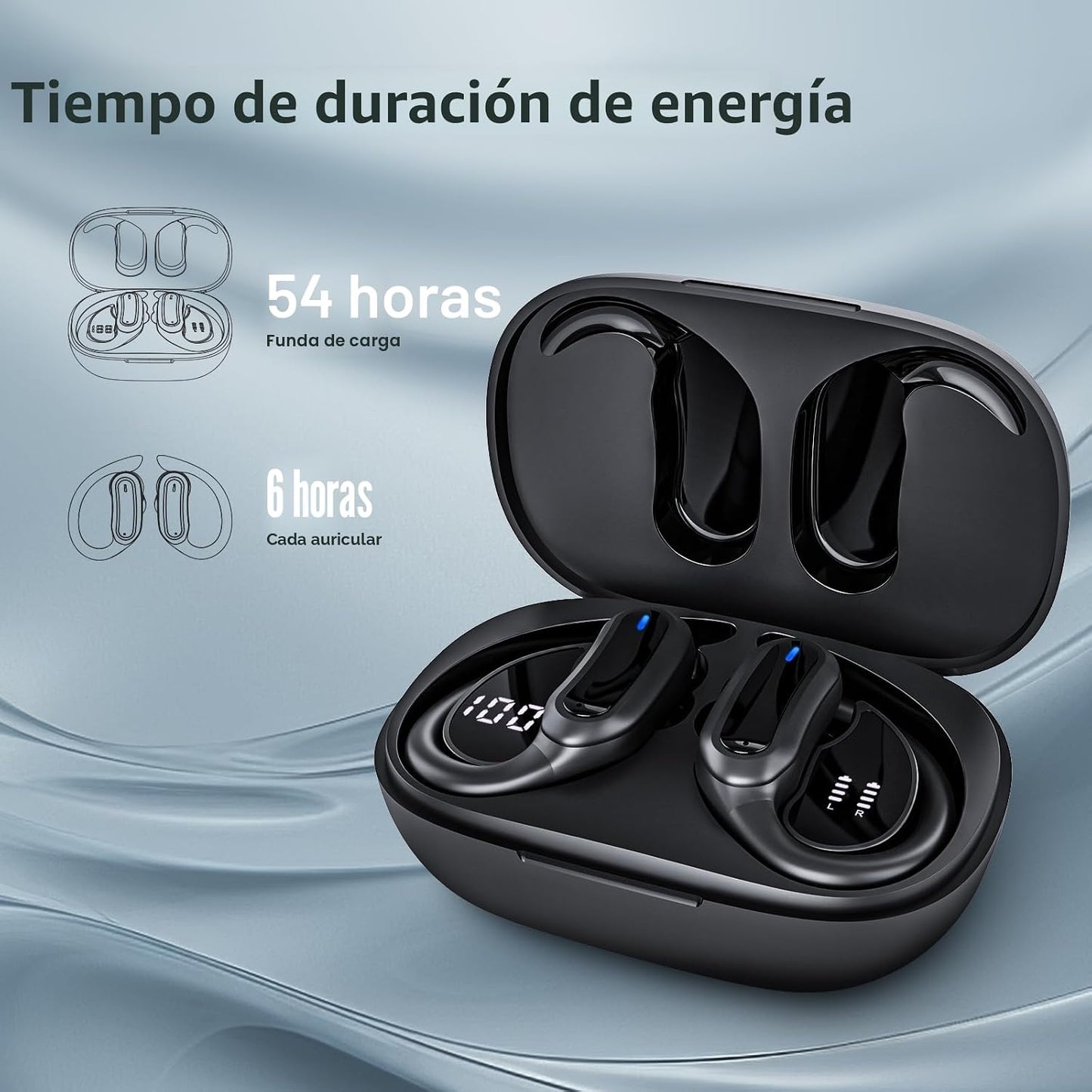 Auriculares inalámbricos Bluetooth, 54 horas de reproducción, estér...