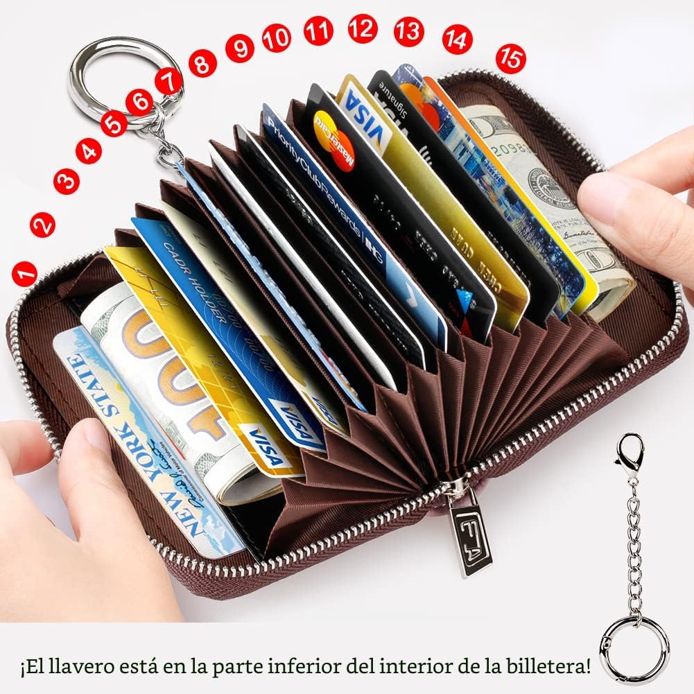 FurArt Cartera con Cremallera para Mujeres, Cartera con Bloqueo RFI...