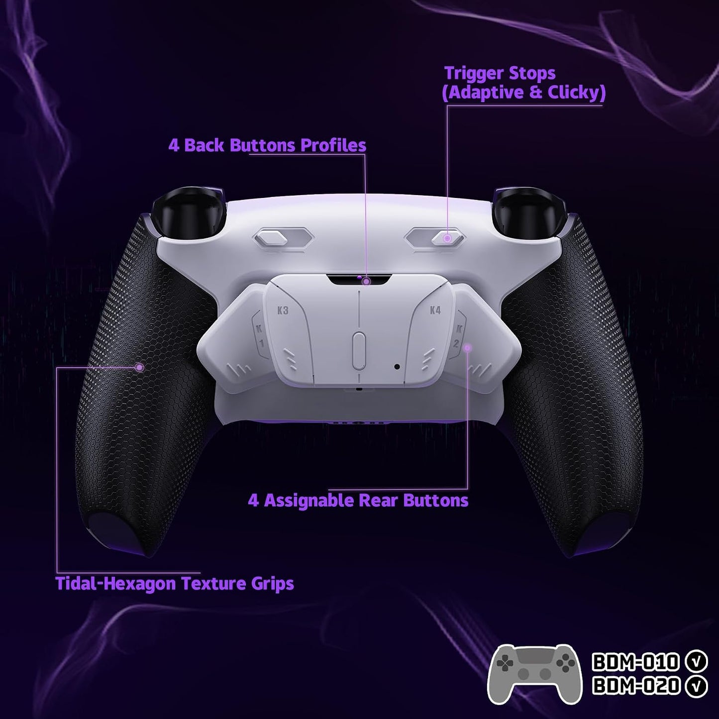 eXtremeRate RISE4 Plus MAX Kit de paletas traseras con topes de gat...