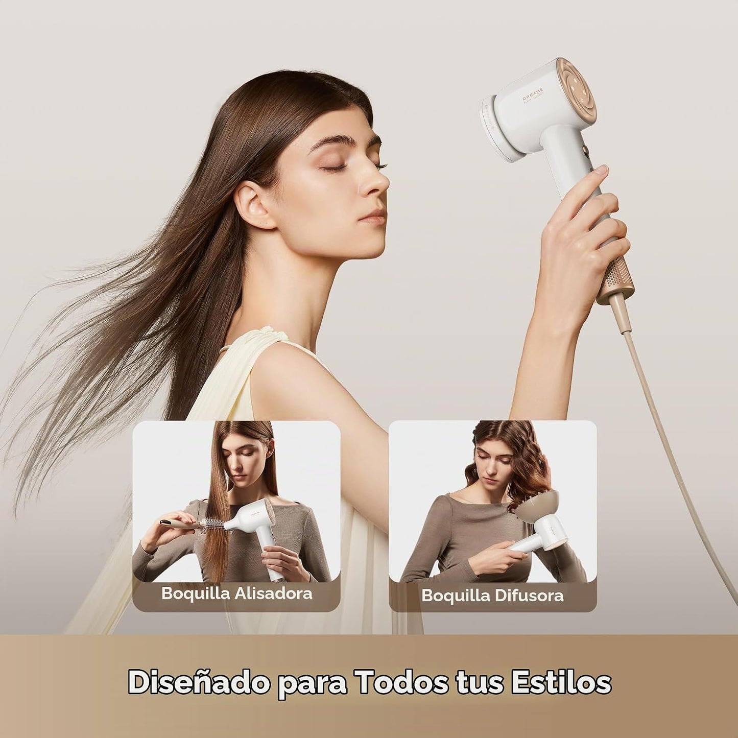 Dreame Glory Mix Secador de pelo de alta velocidad, doble voltaje,...