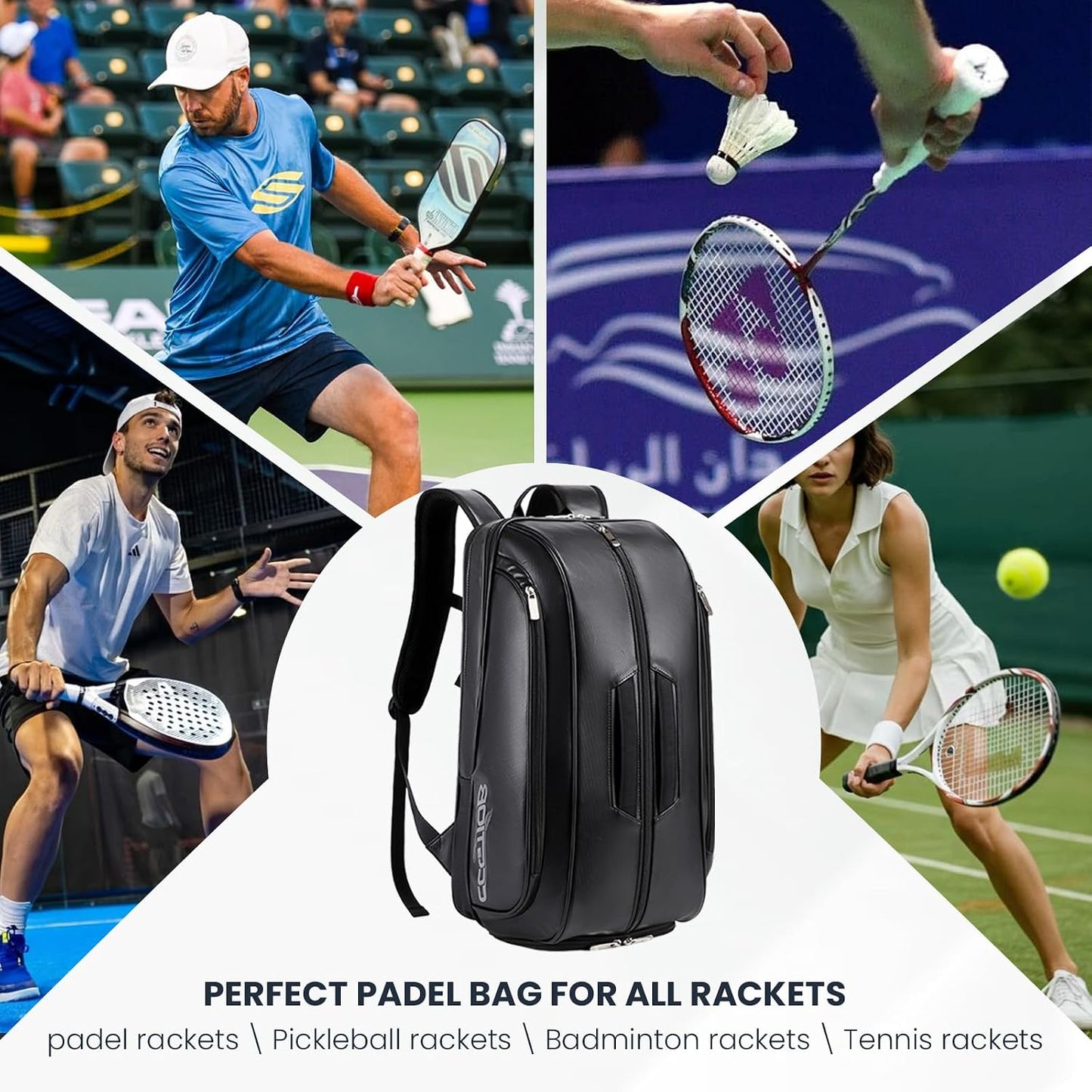 CCGTIOR Bolsa para Raqueta De Tenis Mochila Pickleball Padel con Co...