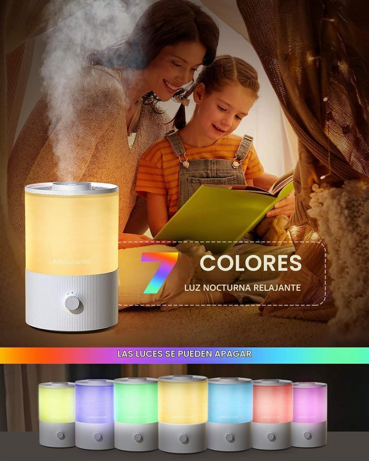 MegaWise Humidificador de niebla fría de 3.5 L - Vaporizador ultras...