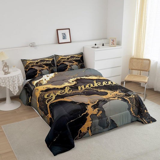 Homewish Juego de edredón Get Naked tamaño Queen, juego de ropa de...