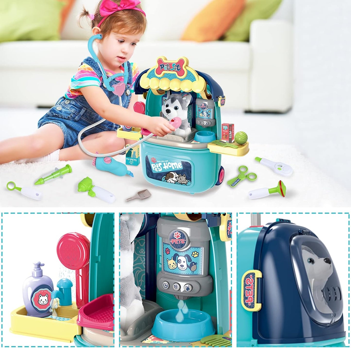 MAGIC4U Juguete de Maleta Transportadora para el Cuidado de Gatos y...
