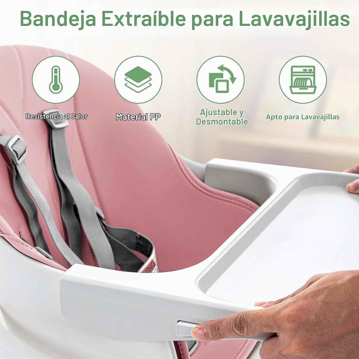 Silla alta para bebé, para bebés y niños pequeños, silla alta conve...