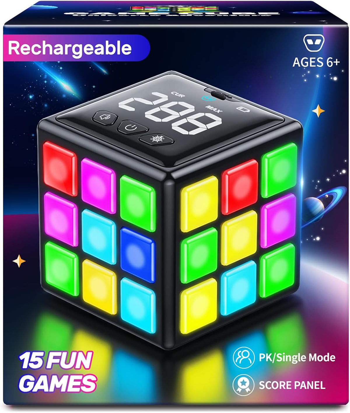 Niufunmal Cubo de rompecabezas recargable con juegos, 15 divertidos...