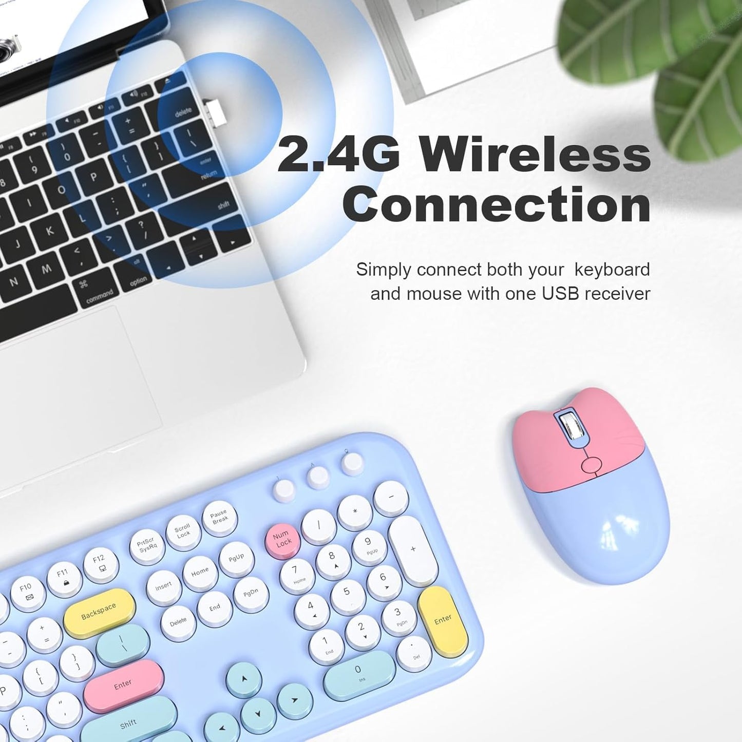SaharaCase - Combo de teclado y mouse inalámbricos con clic silenci...