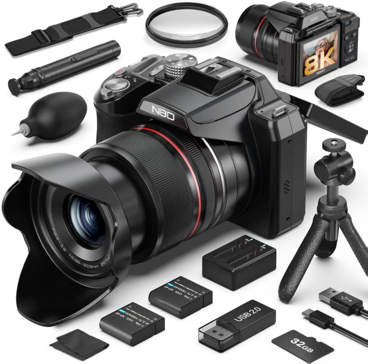 Cámara digital de 8K y 64MP para fotografía, zoom de 48X con modo l...