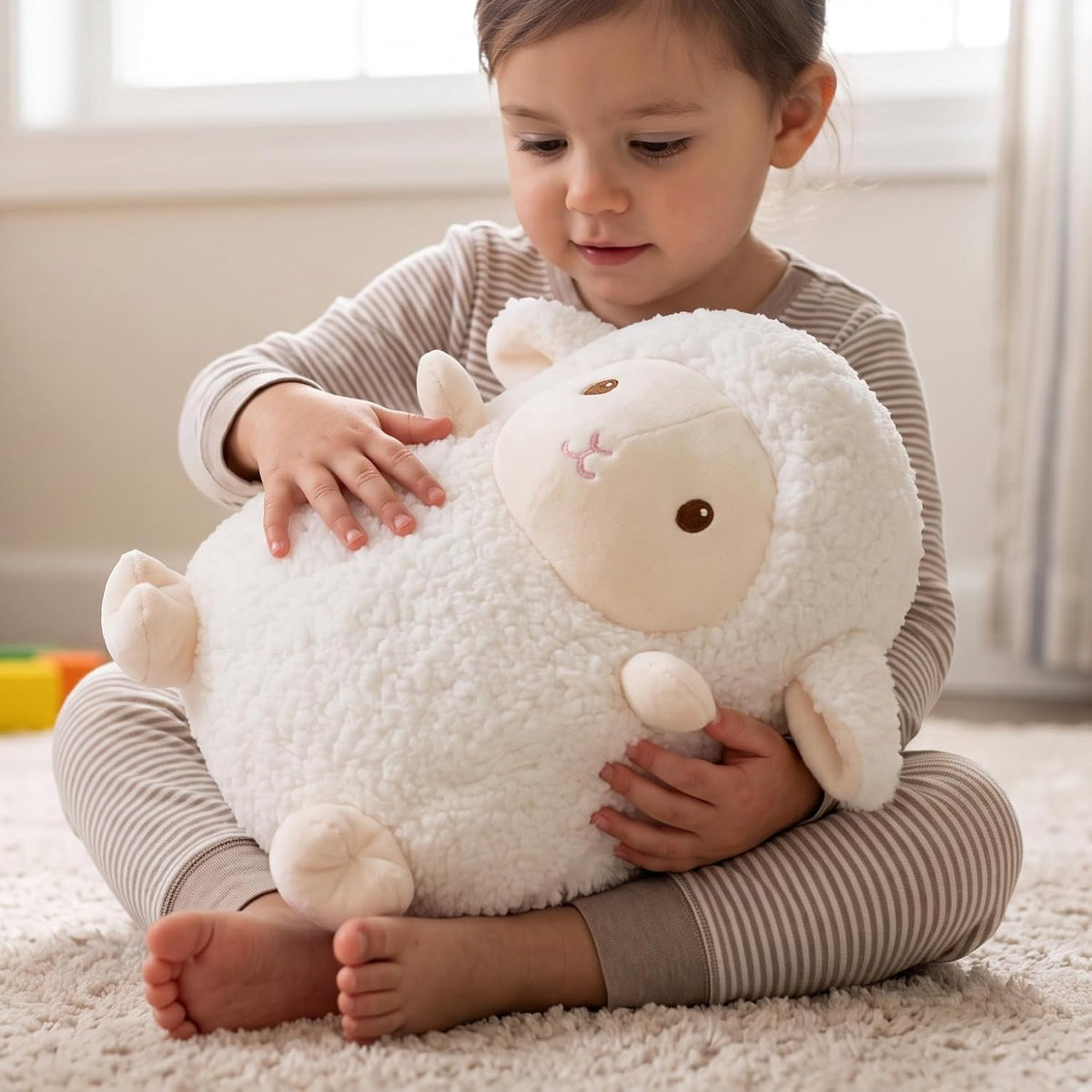 WEIGEDU - Lindo animal de peluche de oveja, 14 pulgadas, color blan...